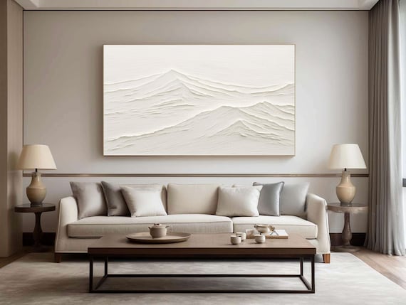 Whispering Peaks: Textured Canvas Art