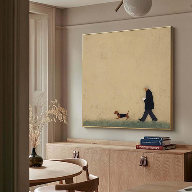 Quiet Walk — Minimal Figurative Oil Painting for Modern Interiors