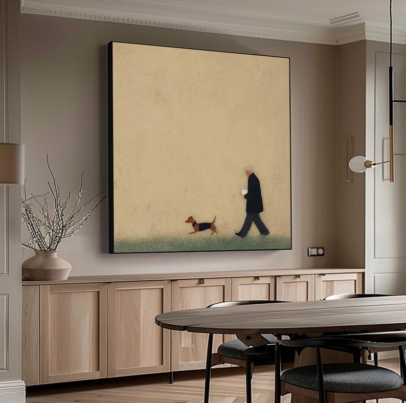 Quiet Walk — Minimal Figurative Oil Painting for Modern Interiors