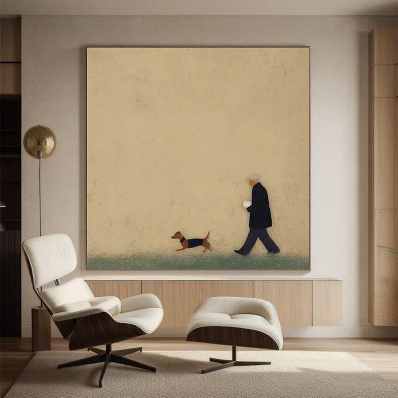 Quiet Walk — Minimal Figurative Oil Painting for Modern Interiors