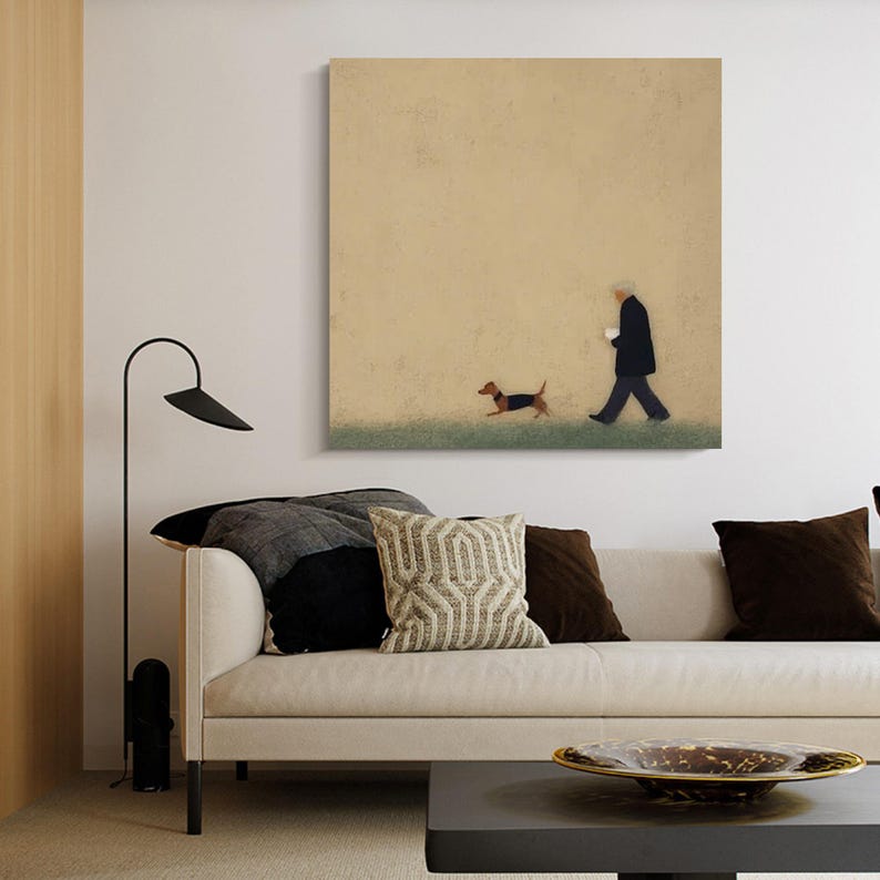 Quiet Walk — Minimal Figurative Oil Painting for Modern Interiors