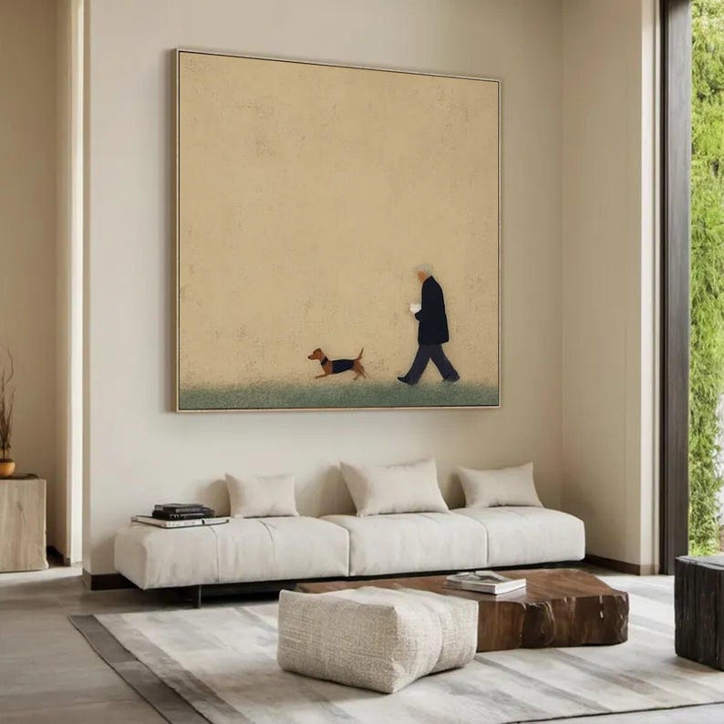 Quiet Walk — Minimal Figurative Oil Painting for Modern Interiors