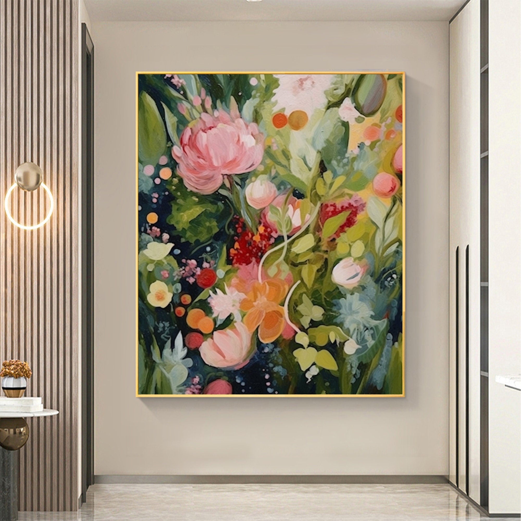 Vibrant Bloom: Energetic Abstract Floral Canvas Art