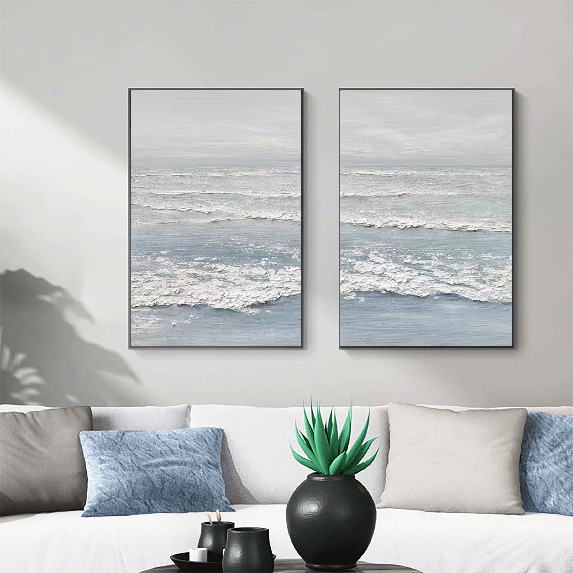 Blue & Green Minimalist Painting Set Of 2 #BGS 003