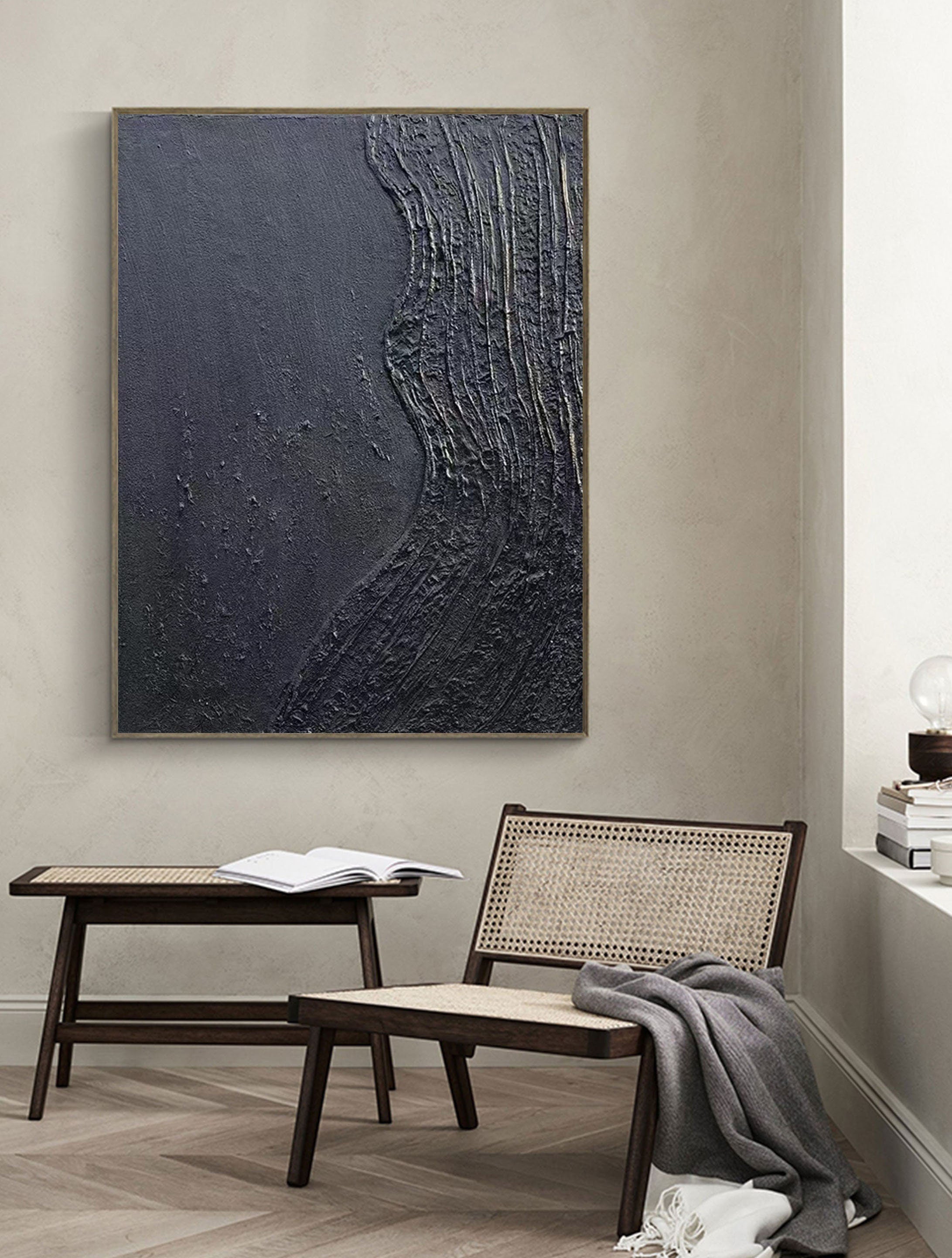 Earthâs Edge: Textured Black Canvas