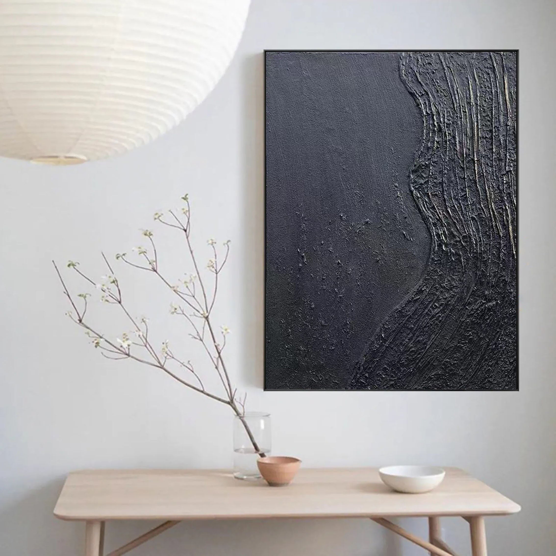 Earthâs Edge: Textured Black Canvas