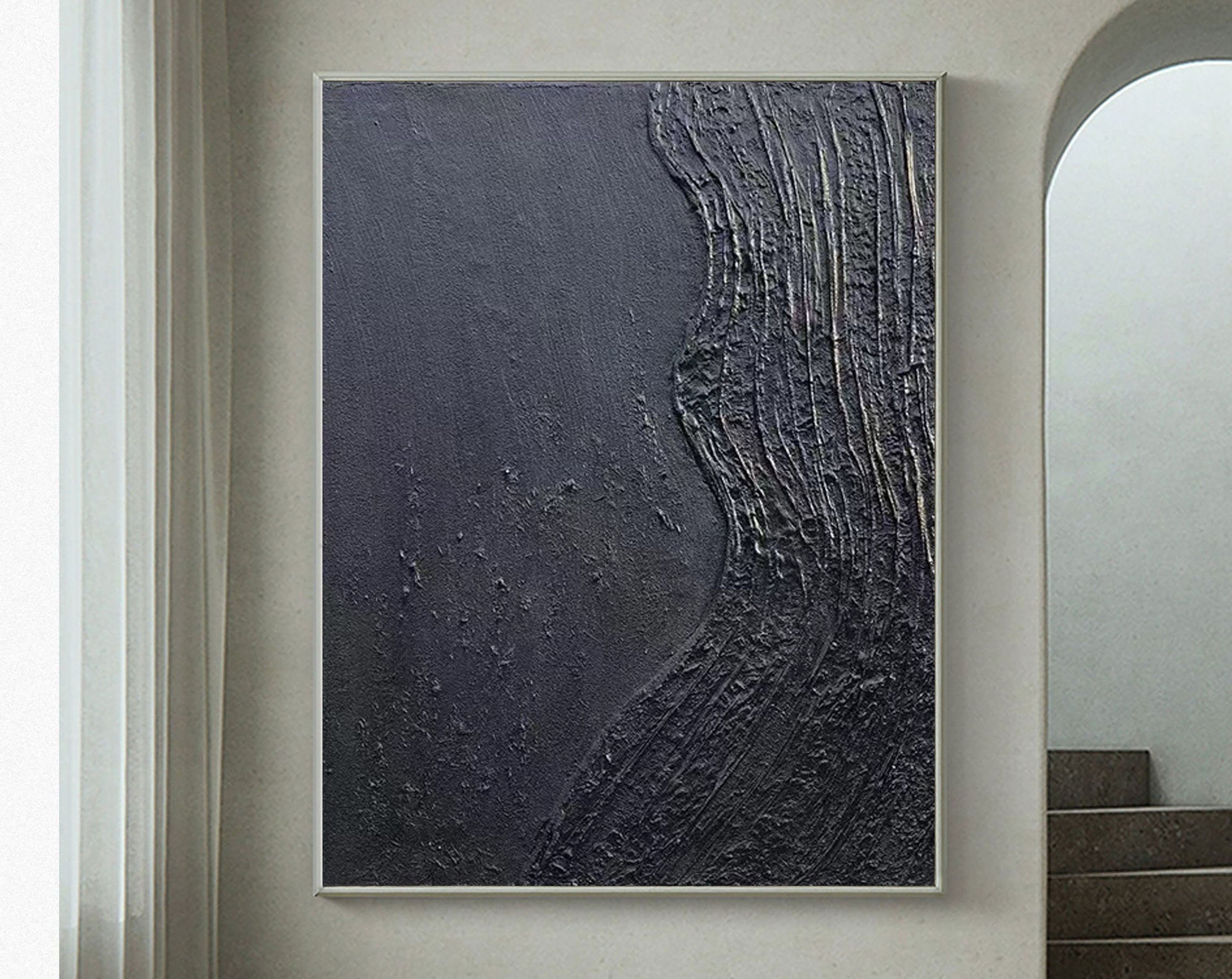 Earthâs Edge: Textured Black Canvas