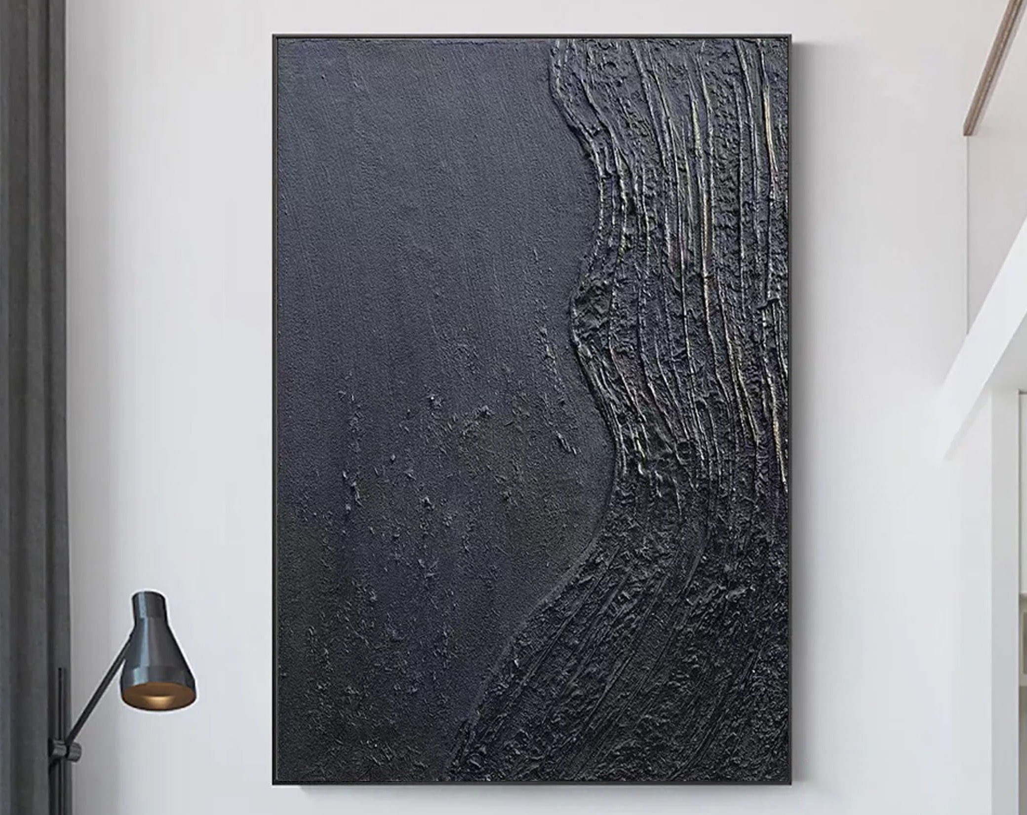 Earthâs Edge: Textured Black Canvas