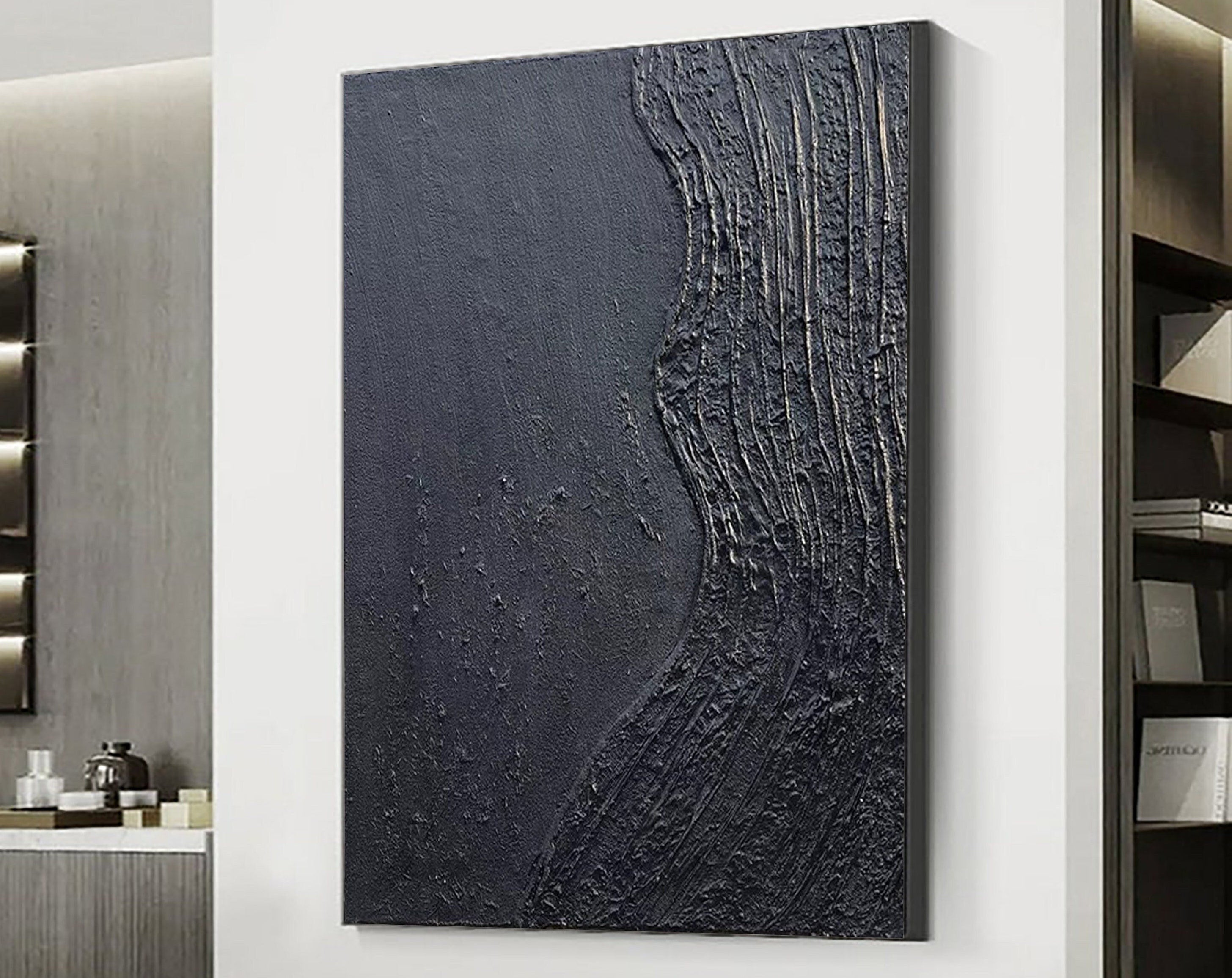 Earthâs Edge: Textured Black Canvas