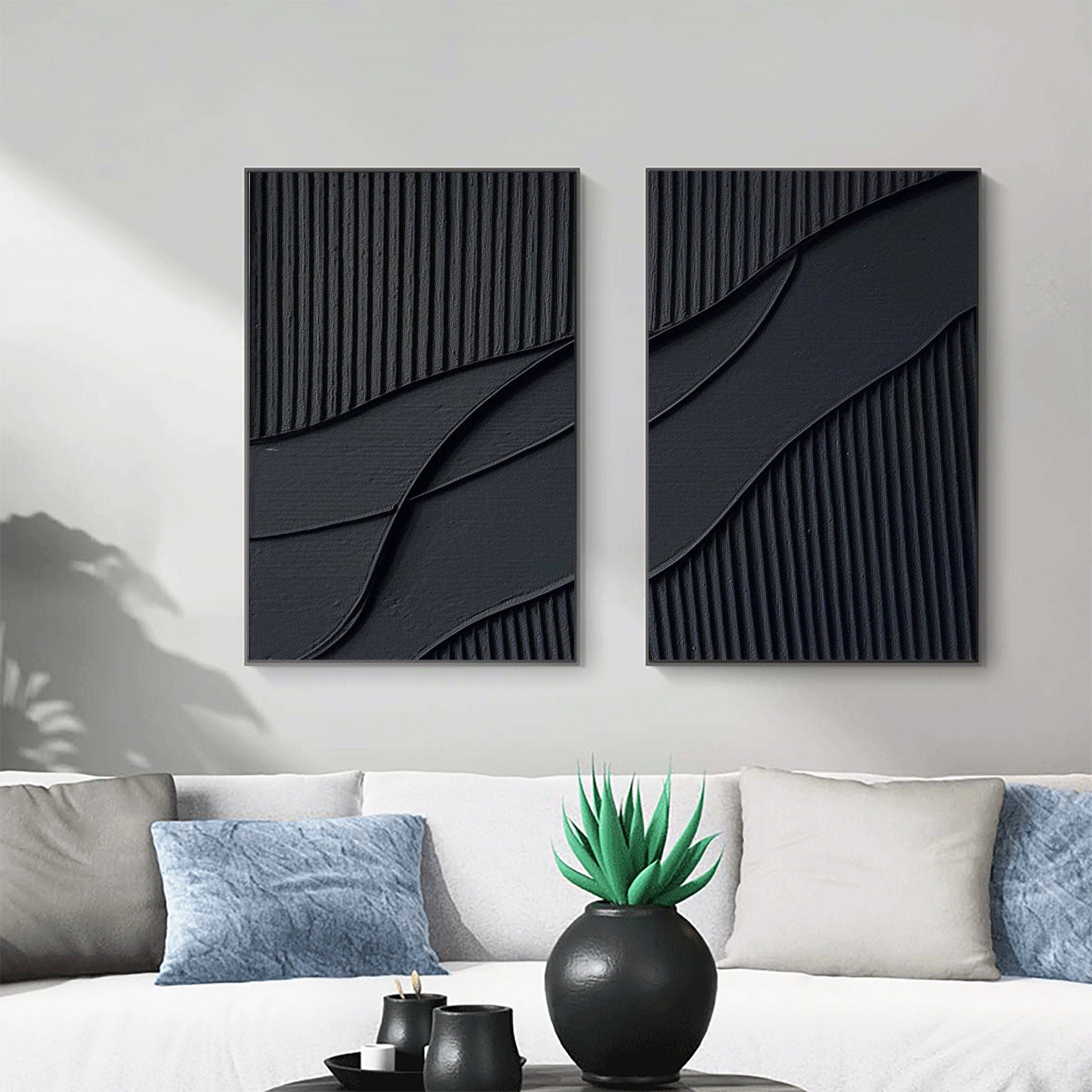 Black Minimalist Painting Set Of 2 #BMS 002