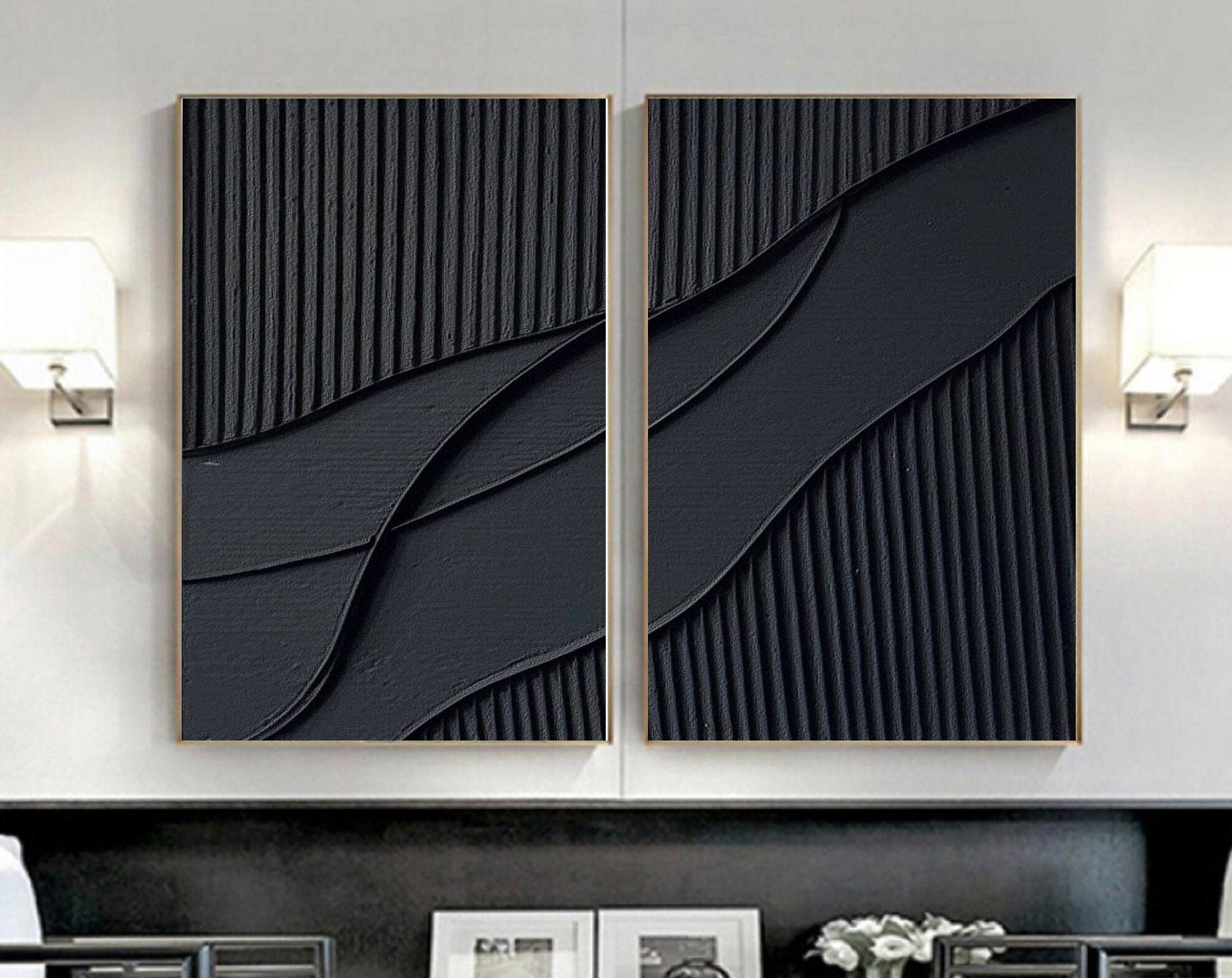 Black Minimalist Painting Set Of 2 #BMS 002