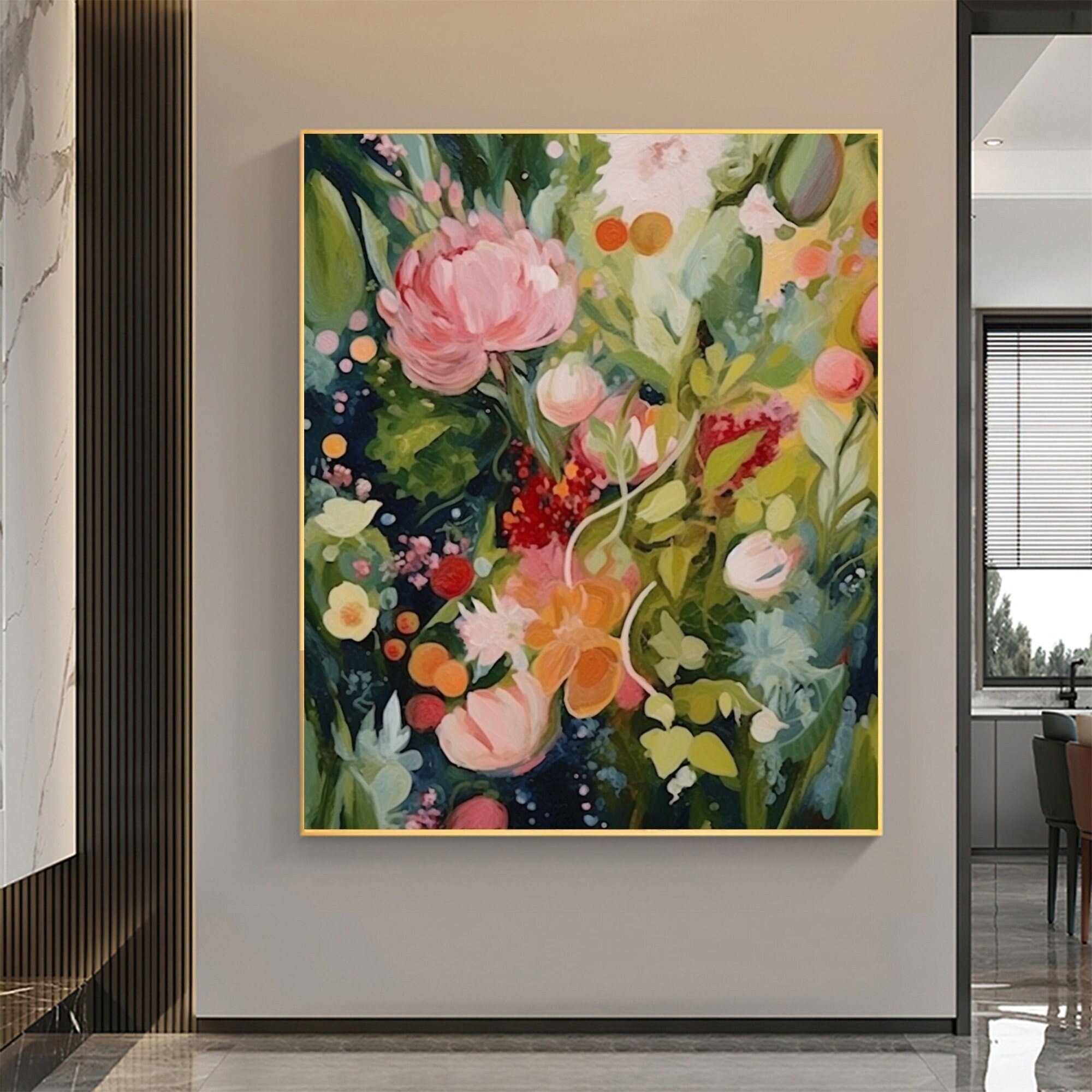 Vibrant Bloom: Energetic Abstract Floral Canvas Art