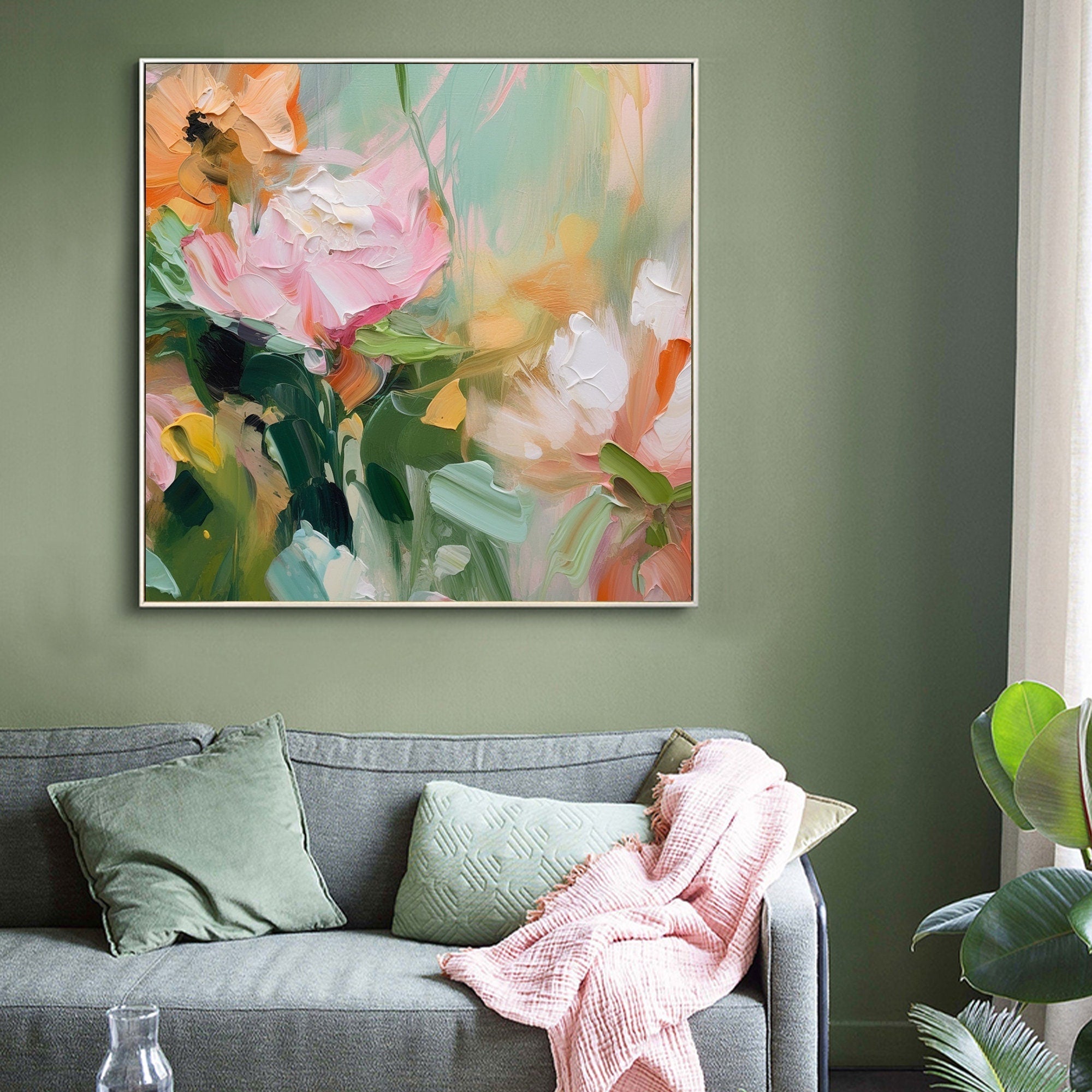 Pastel Dreams: Abstract Floral Canvas Painting