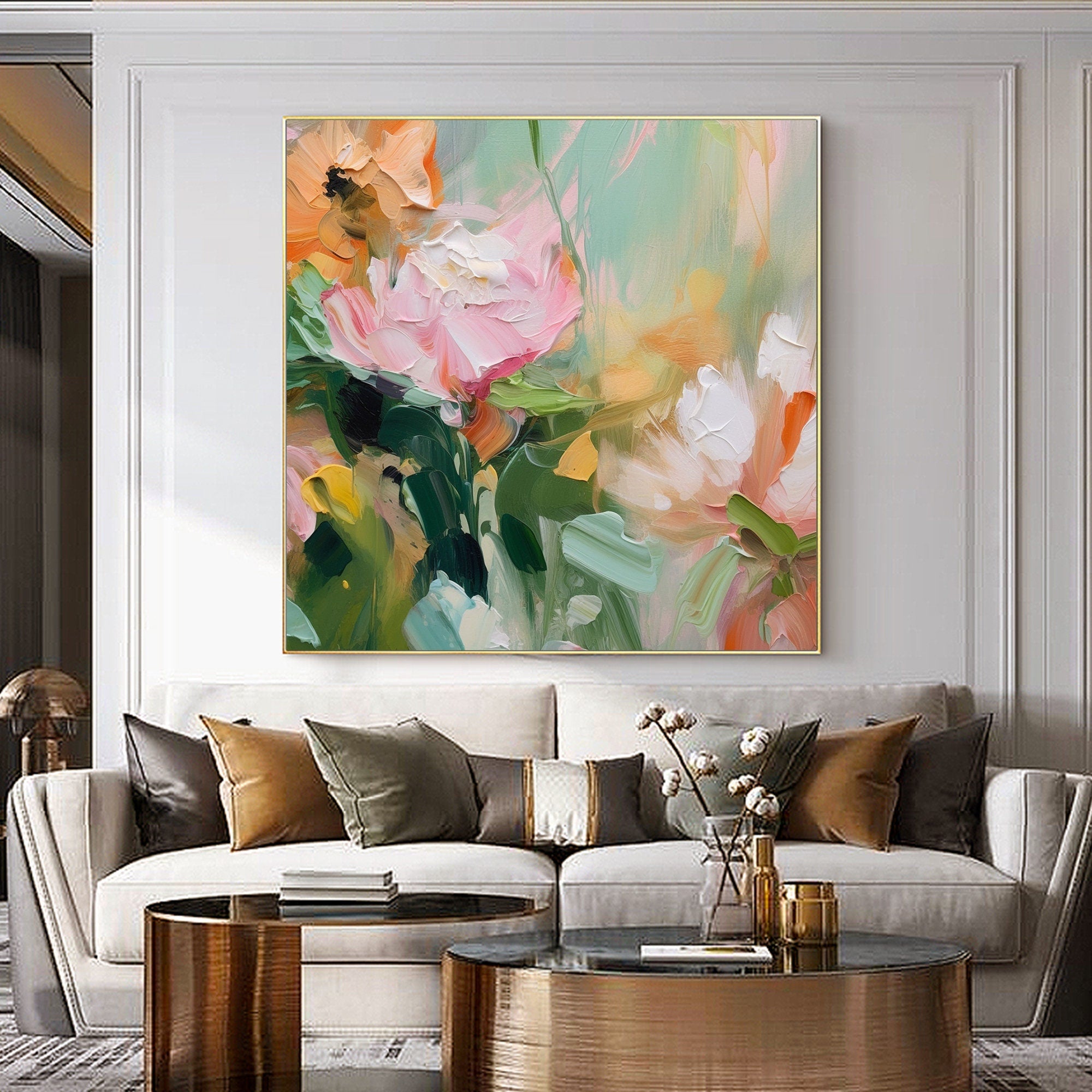 Pastel Dreams: Abstract Floral Canvas Painting