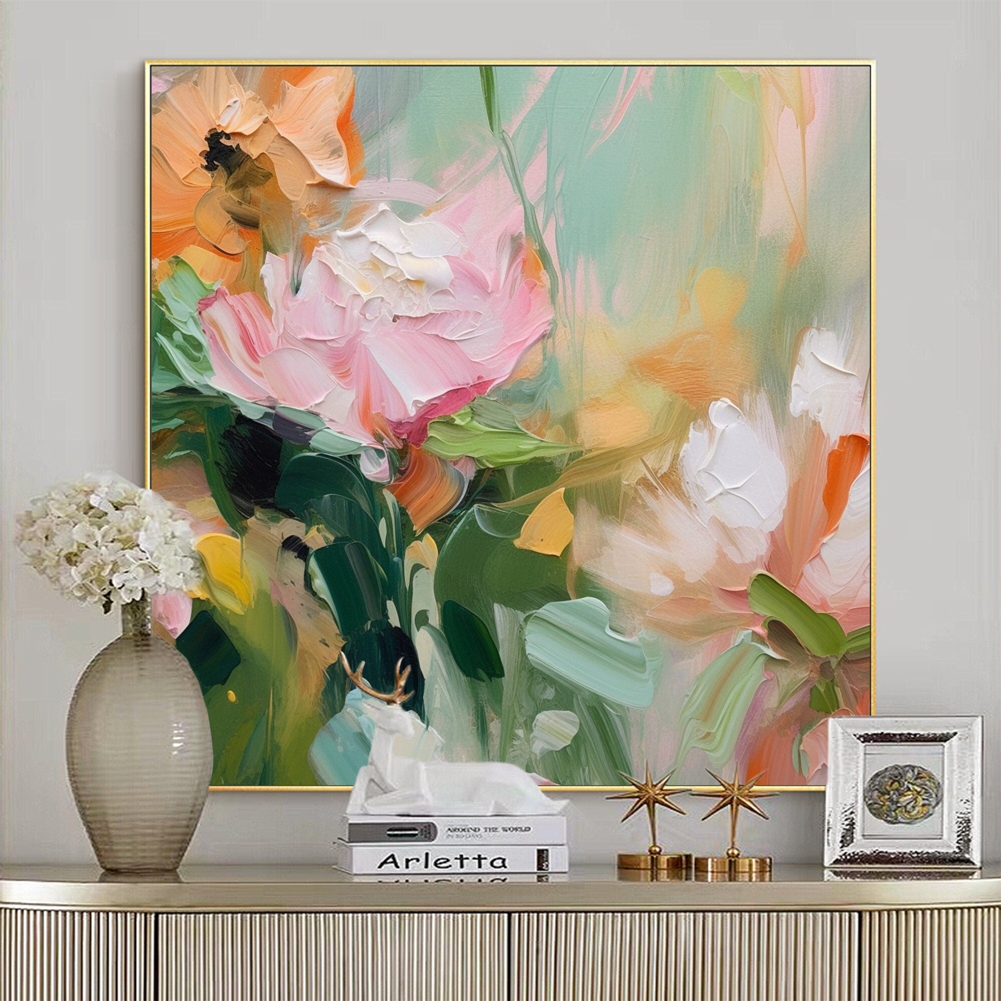 Pastel Dreams: Abstract Floral Canvas Painting