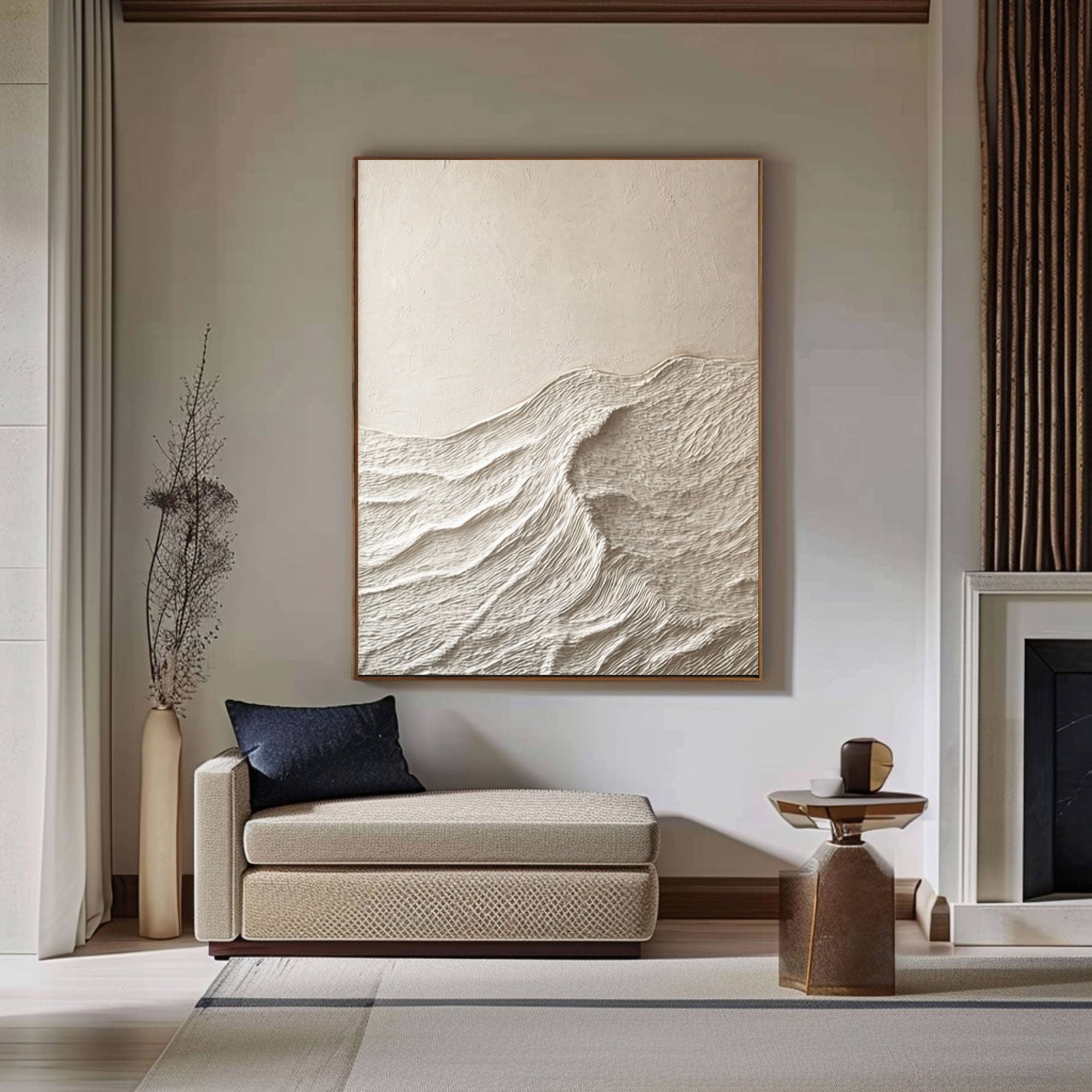 Whisper of Serenity: Minimalist Textured Wave Art