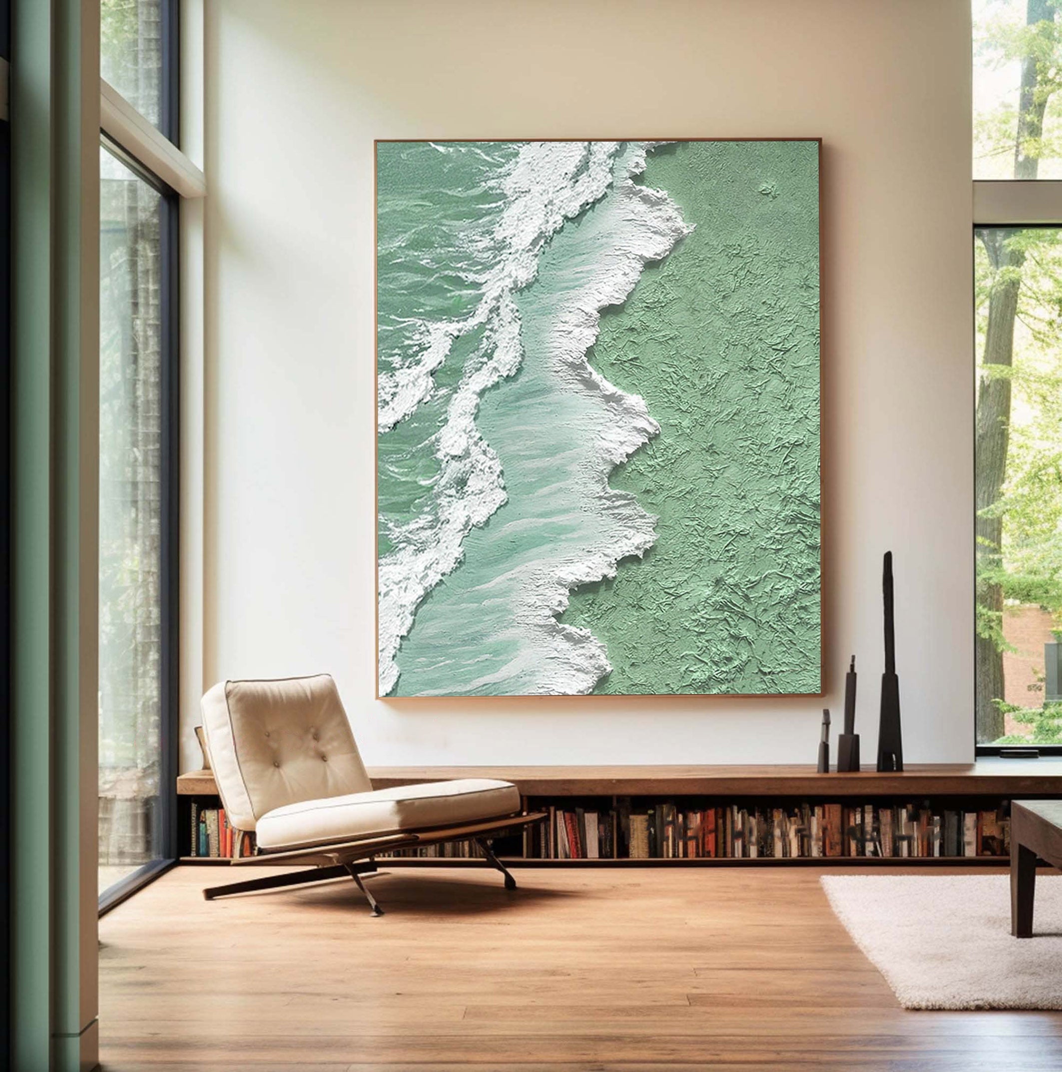 Coastal Calm: Textured Seafoam Shoreline