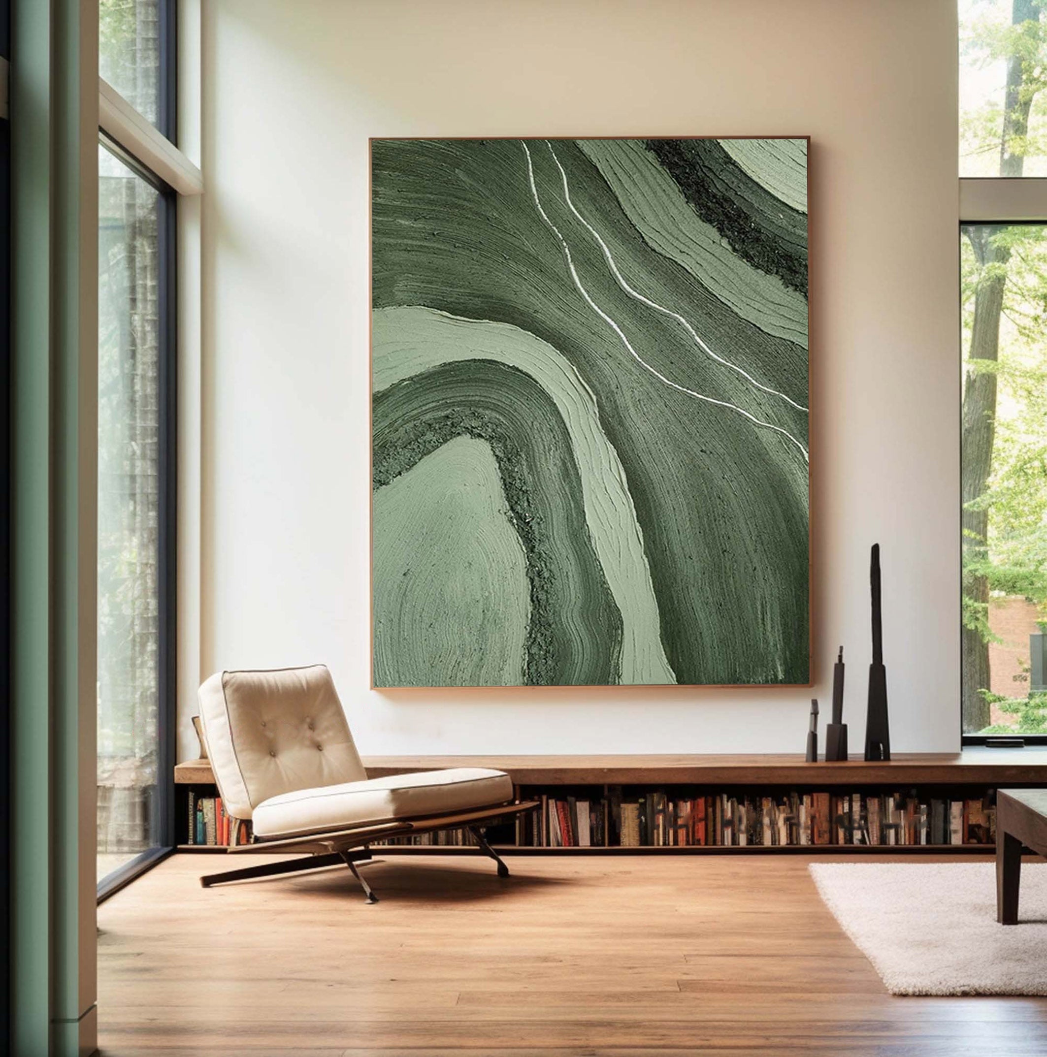 Verdant Waves: Textured Green Art