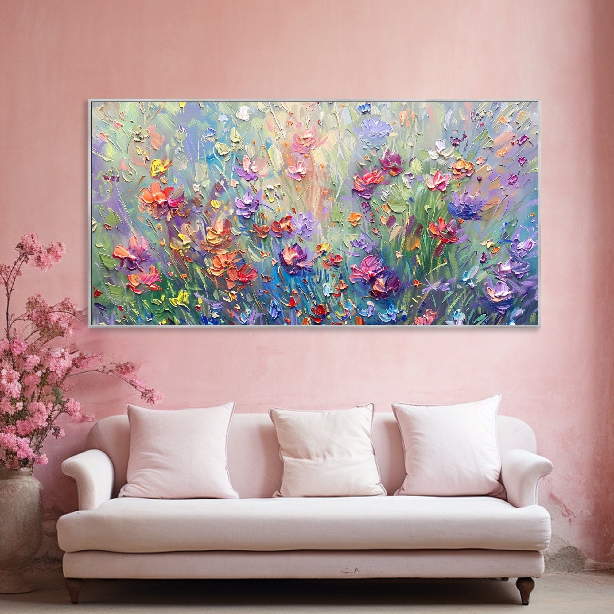 Garden Bloom: Vibrant Floral Abstract Painting