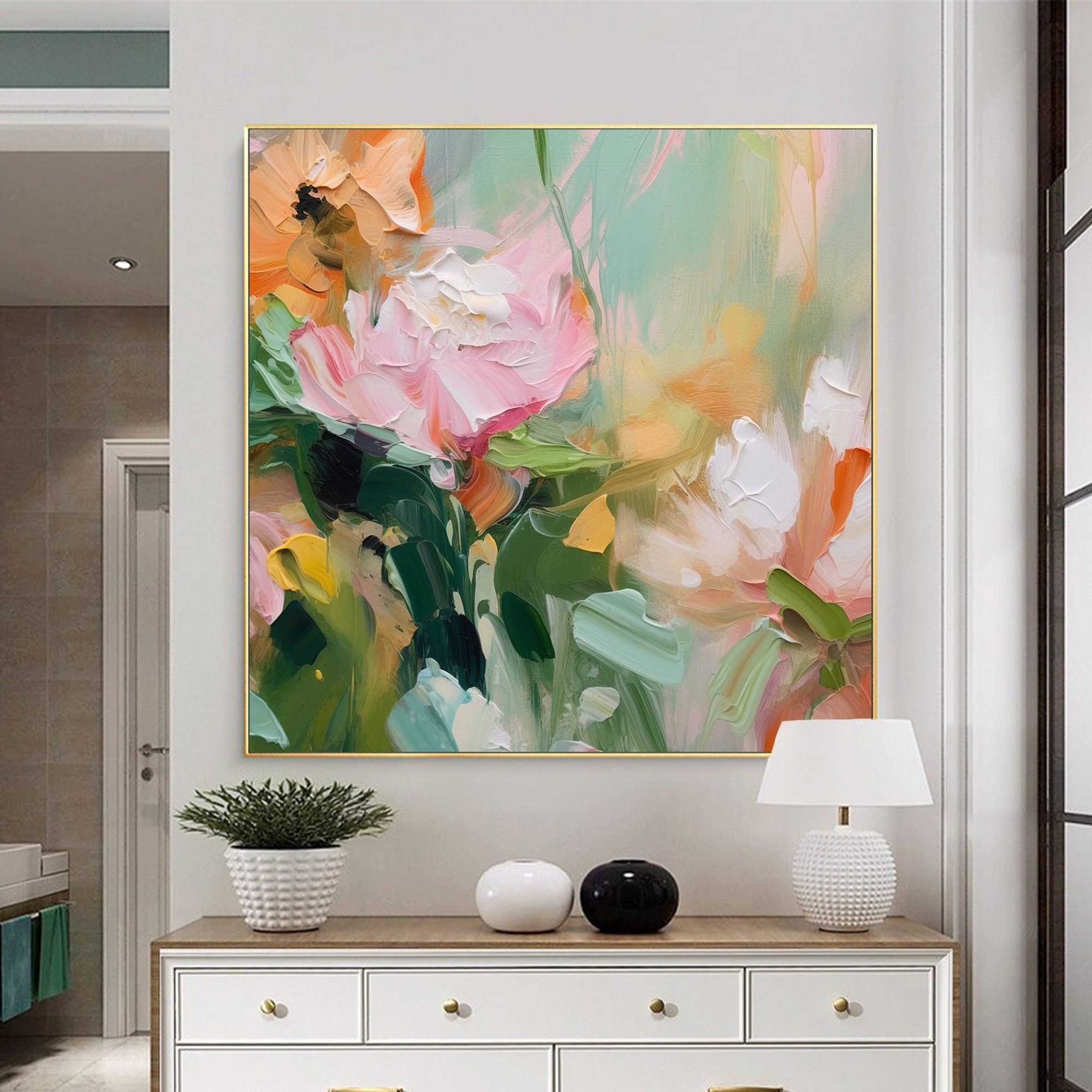 Pastel Dreams: Abstract Floral Canvas Painting