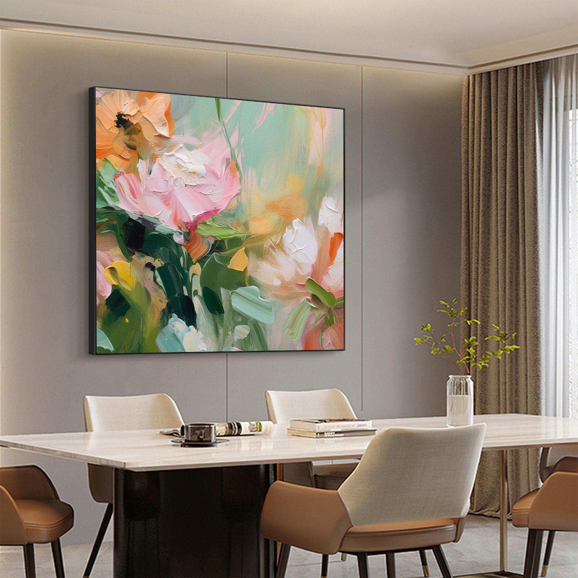 Pastel Dreams: Abstract Floral Canvas Painting