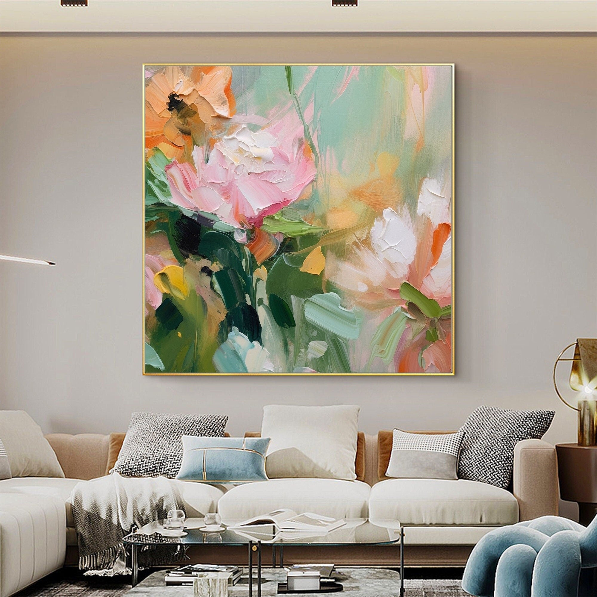 Pastel Dreams: Abstract Floral Canvas Painting