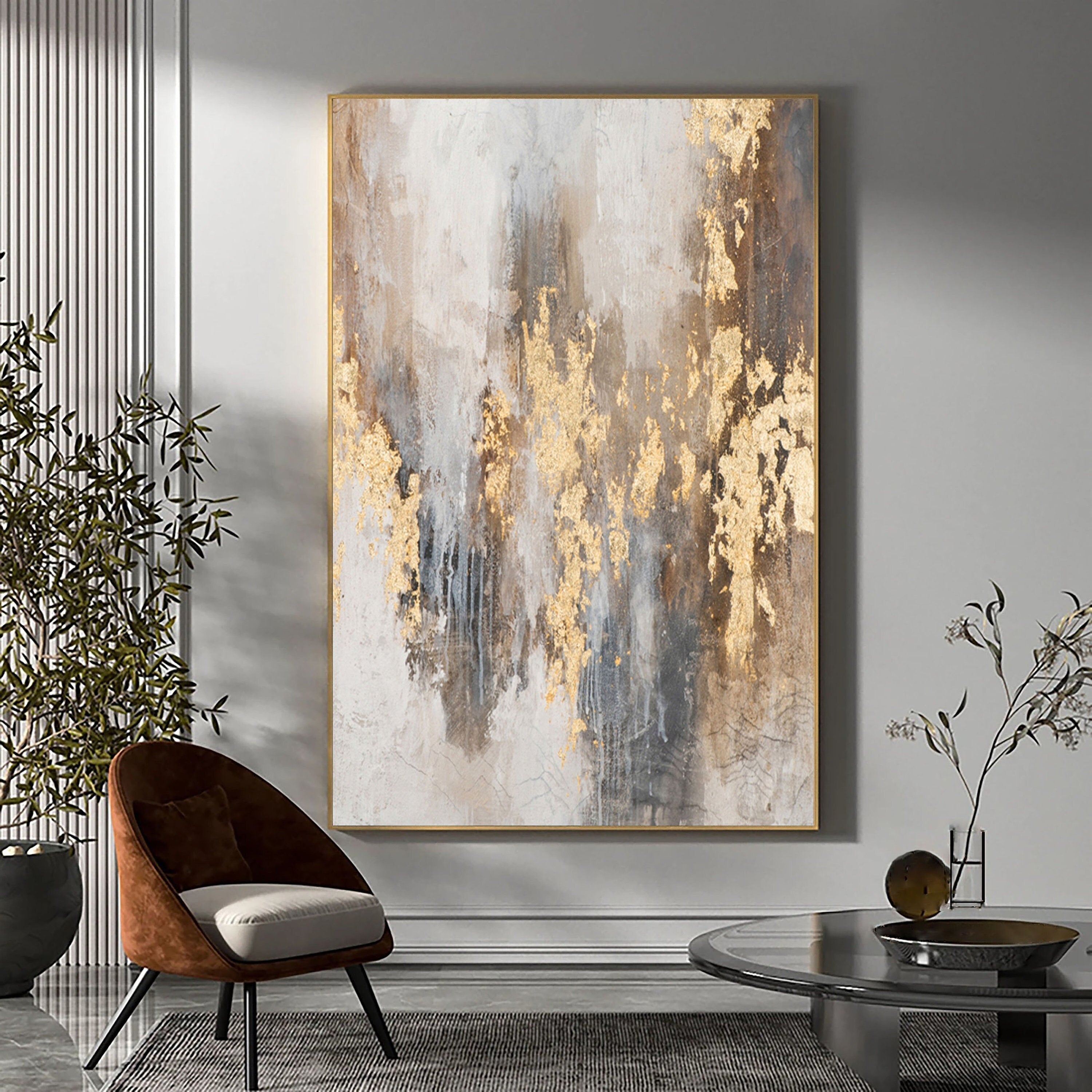 Ethereal Gold: Abstract Canvas Art