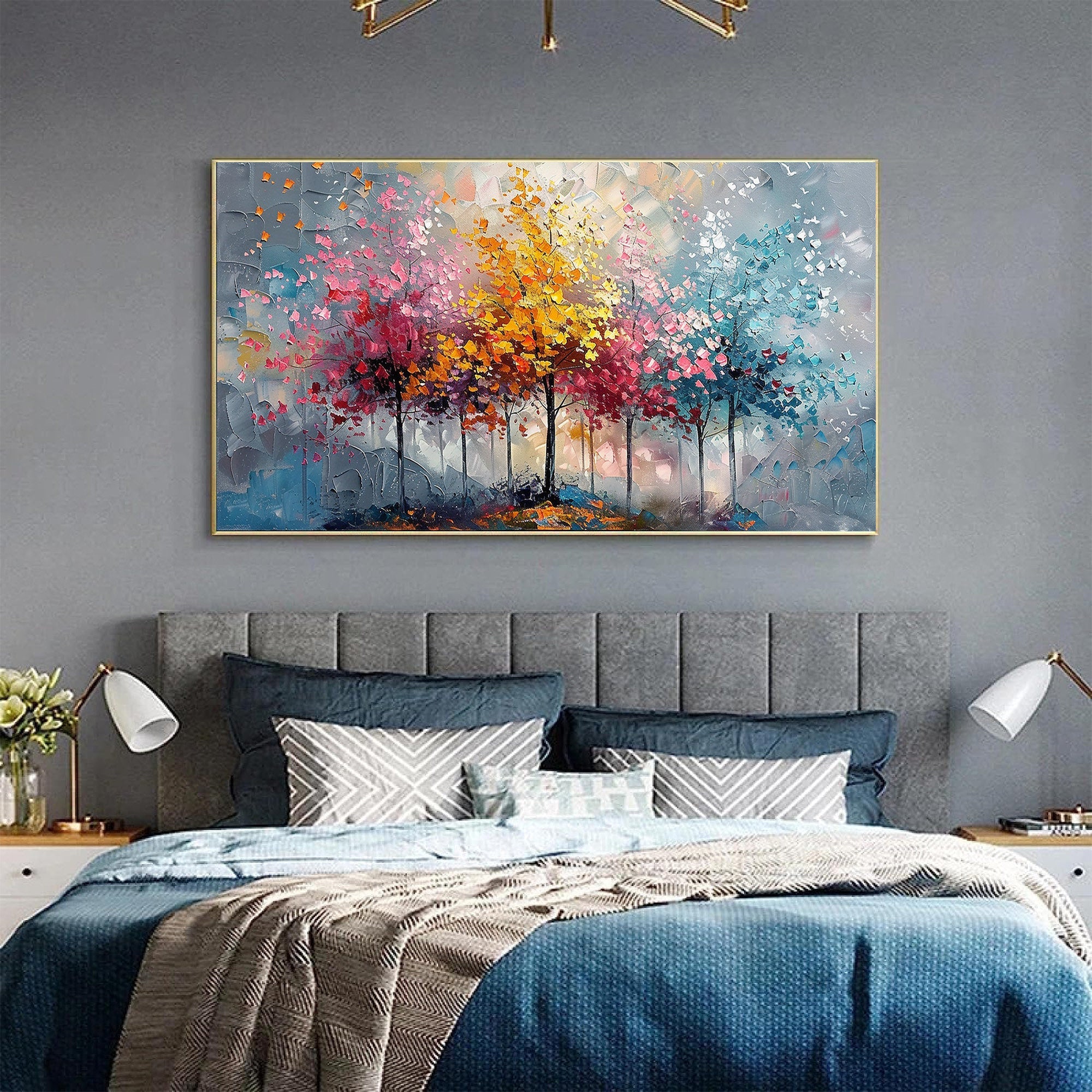 Color Symphony: Vibrant Trees Abstract Painting