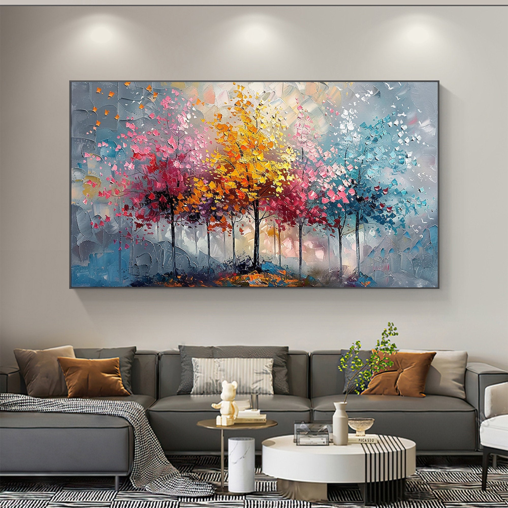 Color Symphony: Vibrant Trees Abstract Painting