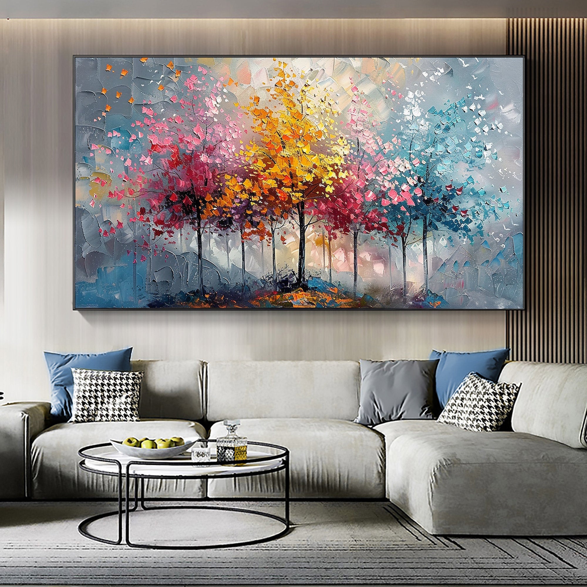 Color Symphony: Vibrant Trees Abstract Painting