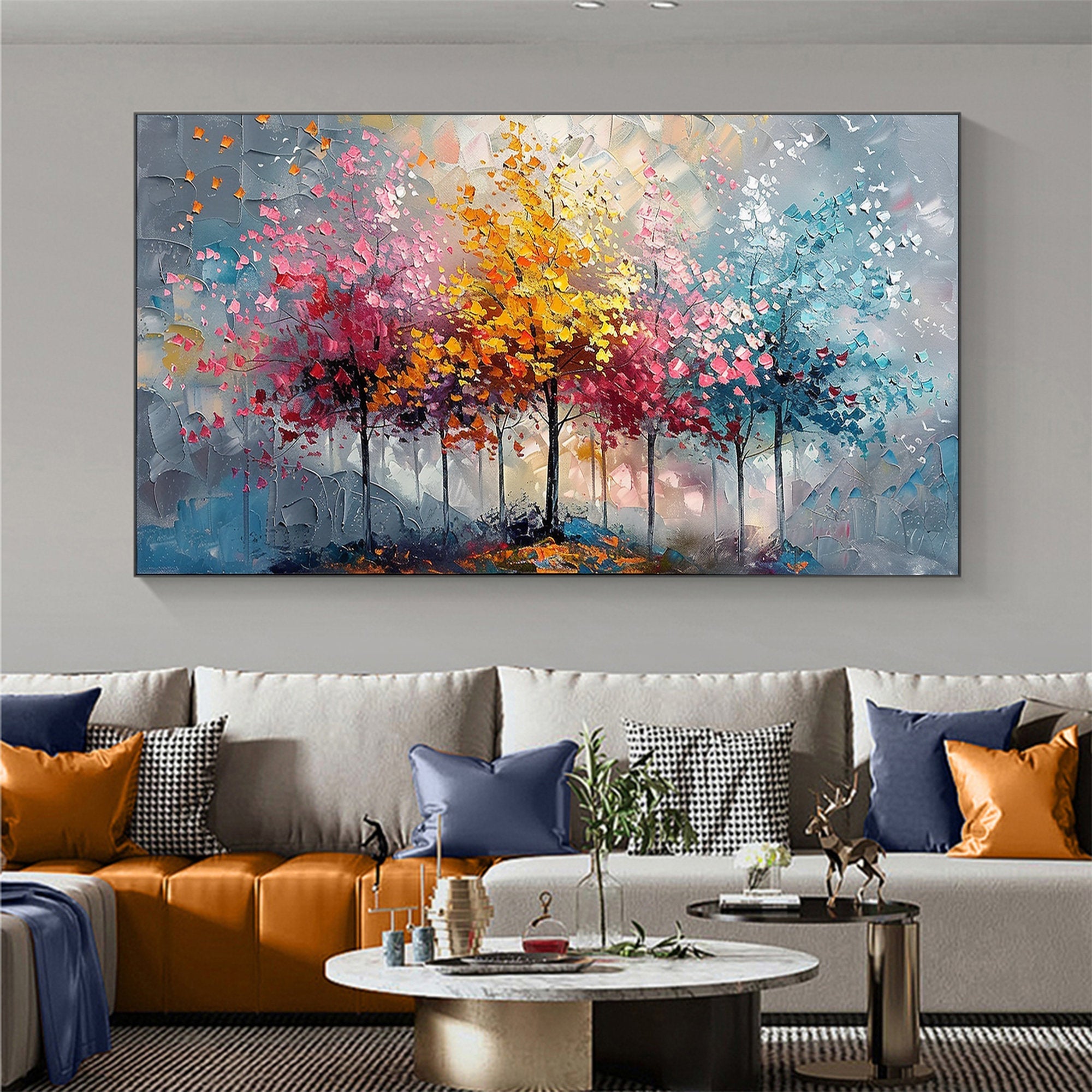 Color Symphony: Vibrant Trees Abstract Painting