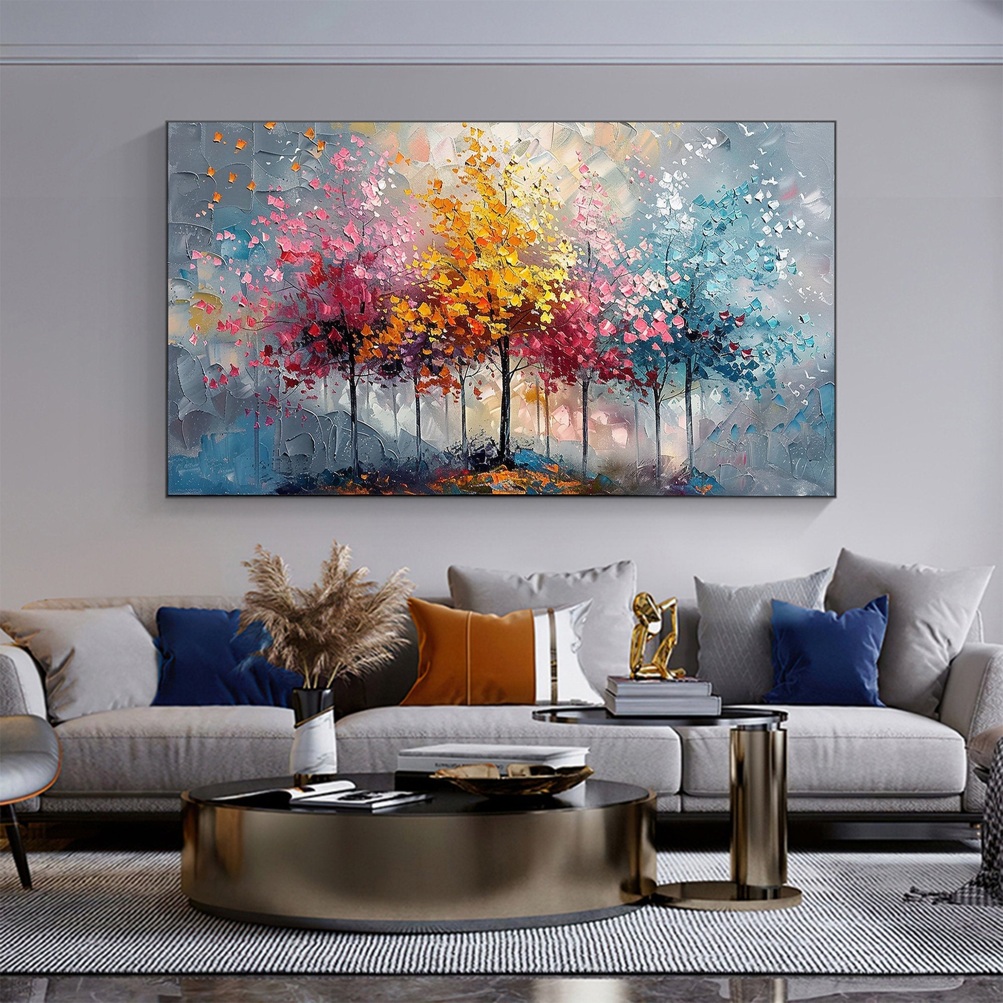 Color Symphony: Vibrant Trees Abstract Painting