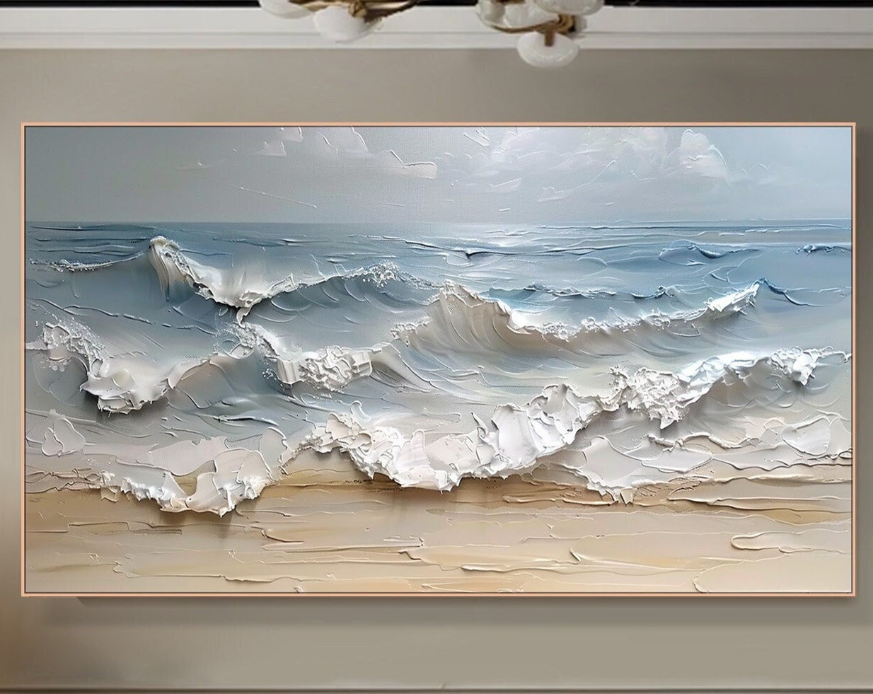 Tranquil Tide: Textured Seascape Canvas Art