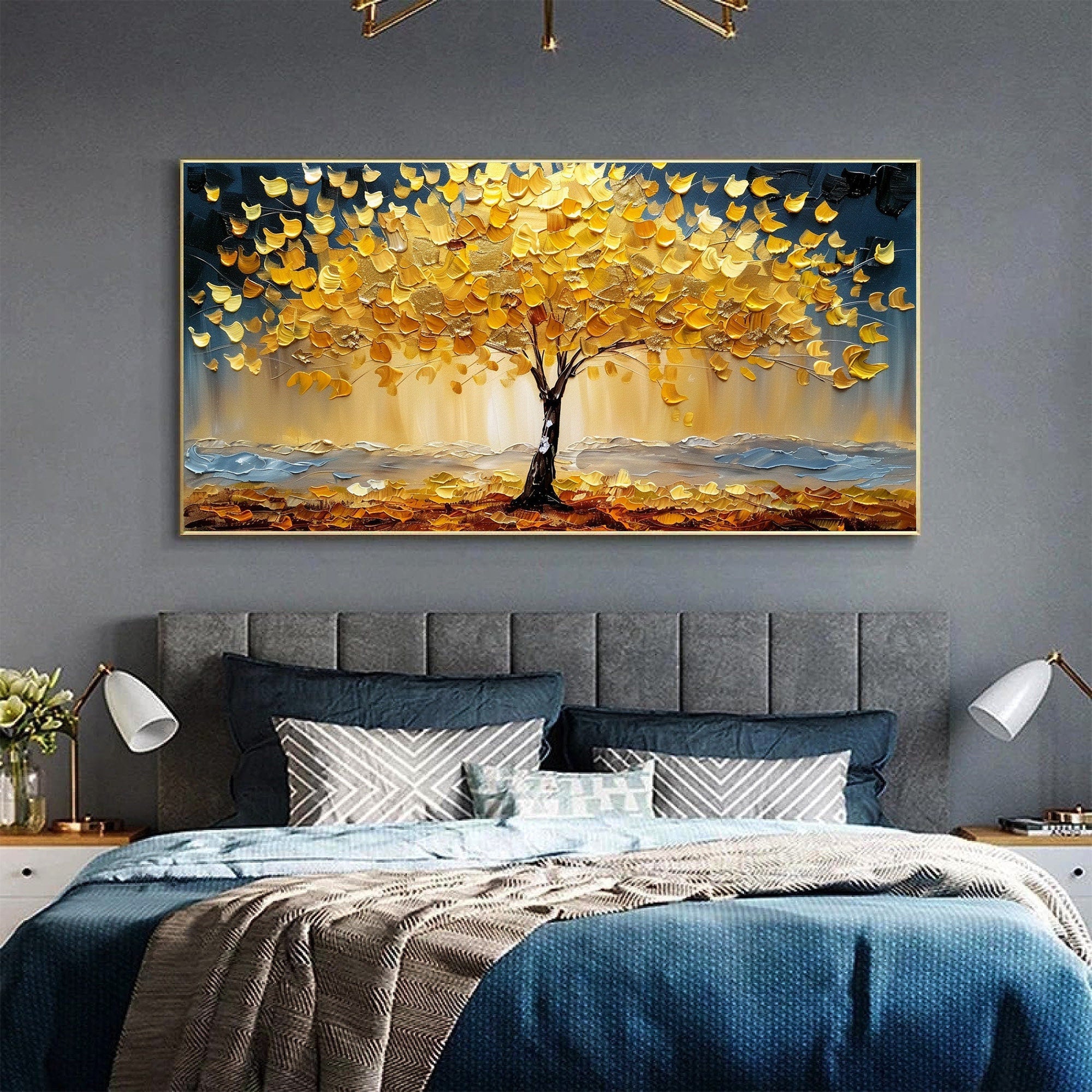 Golden Glow: Abstract Tree Art