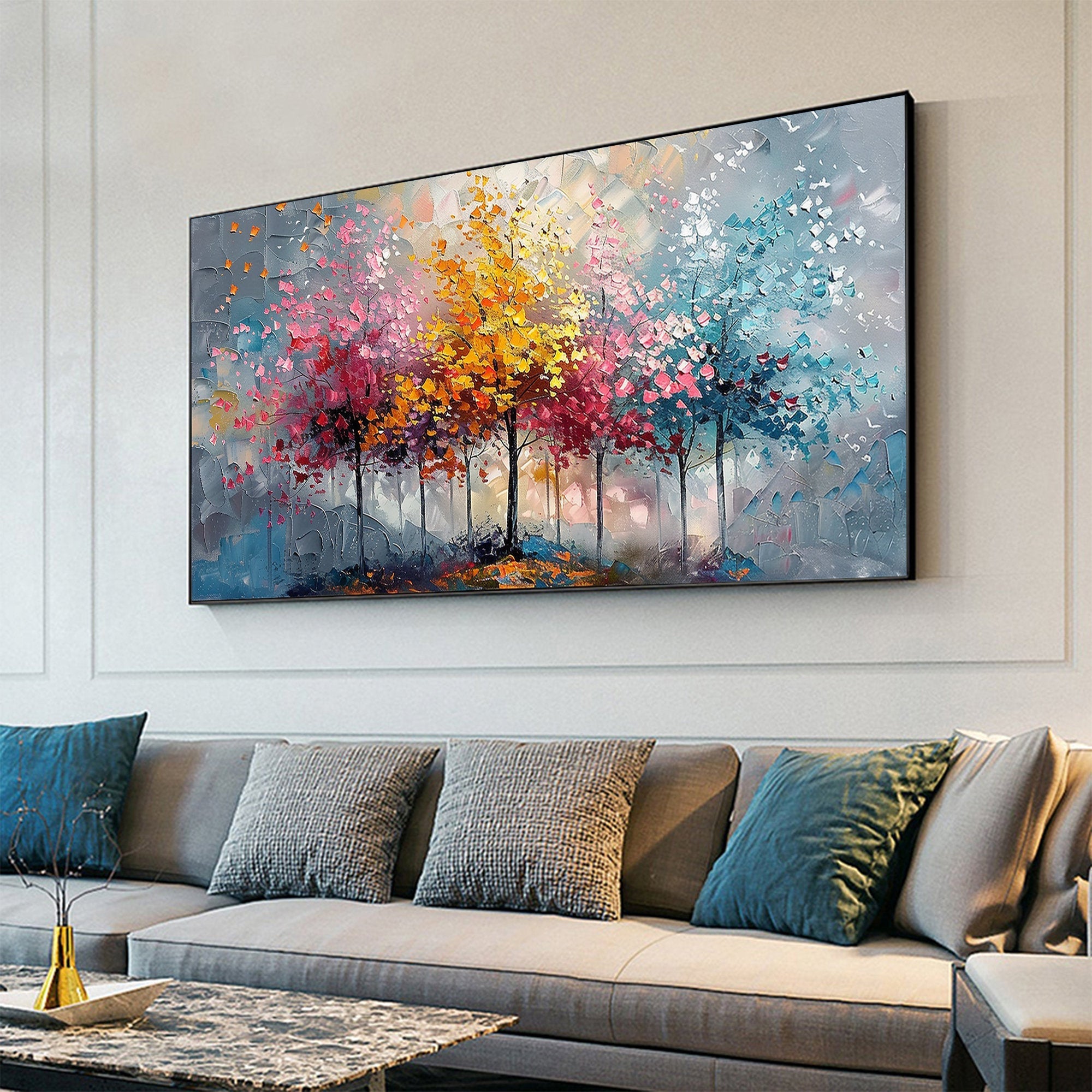 Color Symphony: Vibrant Trees Abstract Painting