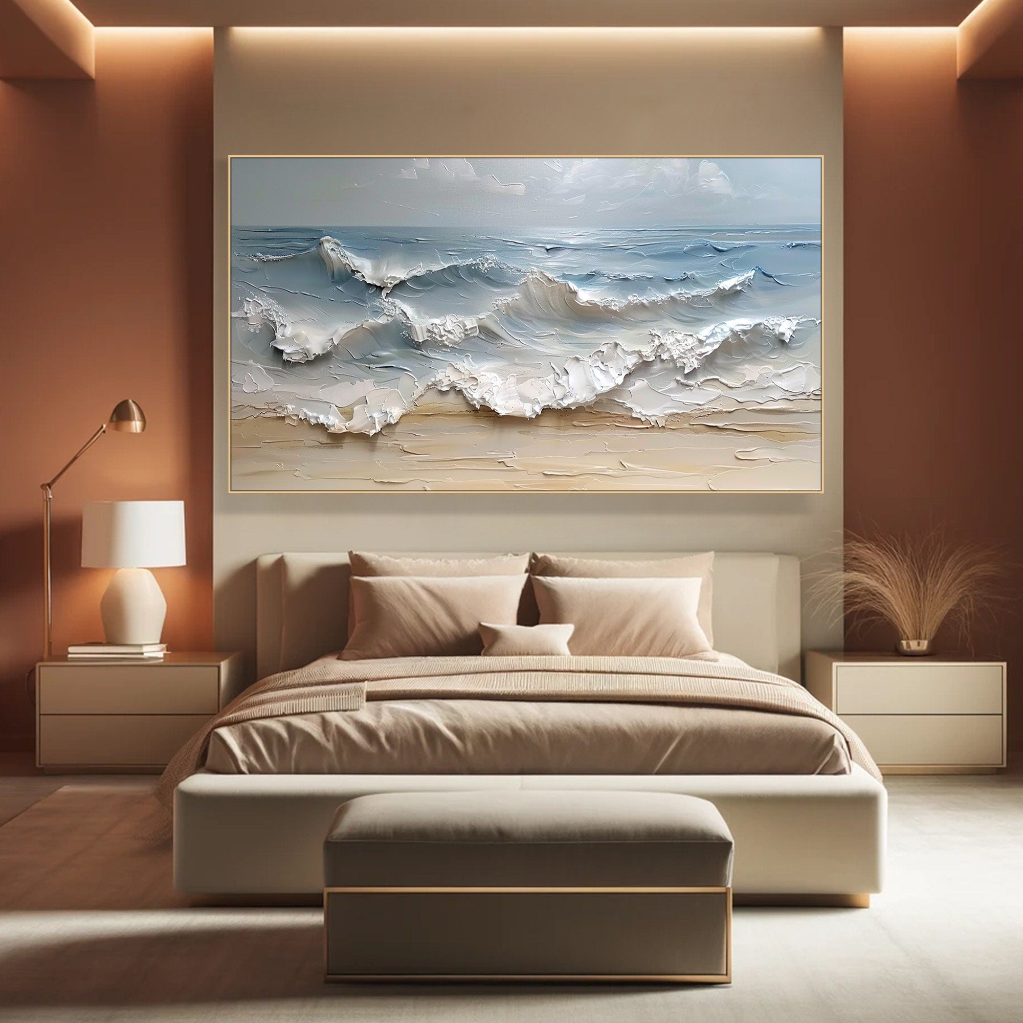 Tranquil Tide: Textured Seascape Canvas Art