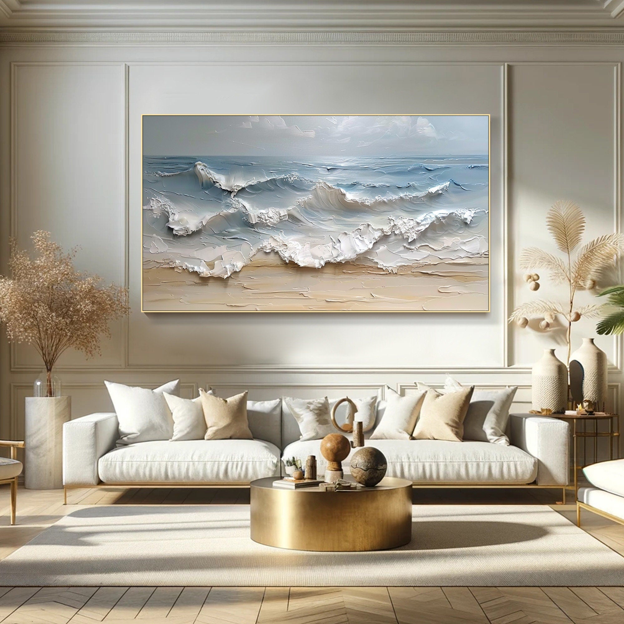 Tranquil Tide: Textured Seascape Canvas Art