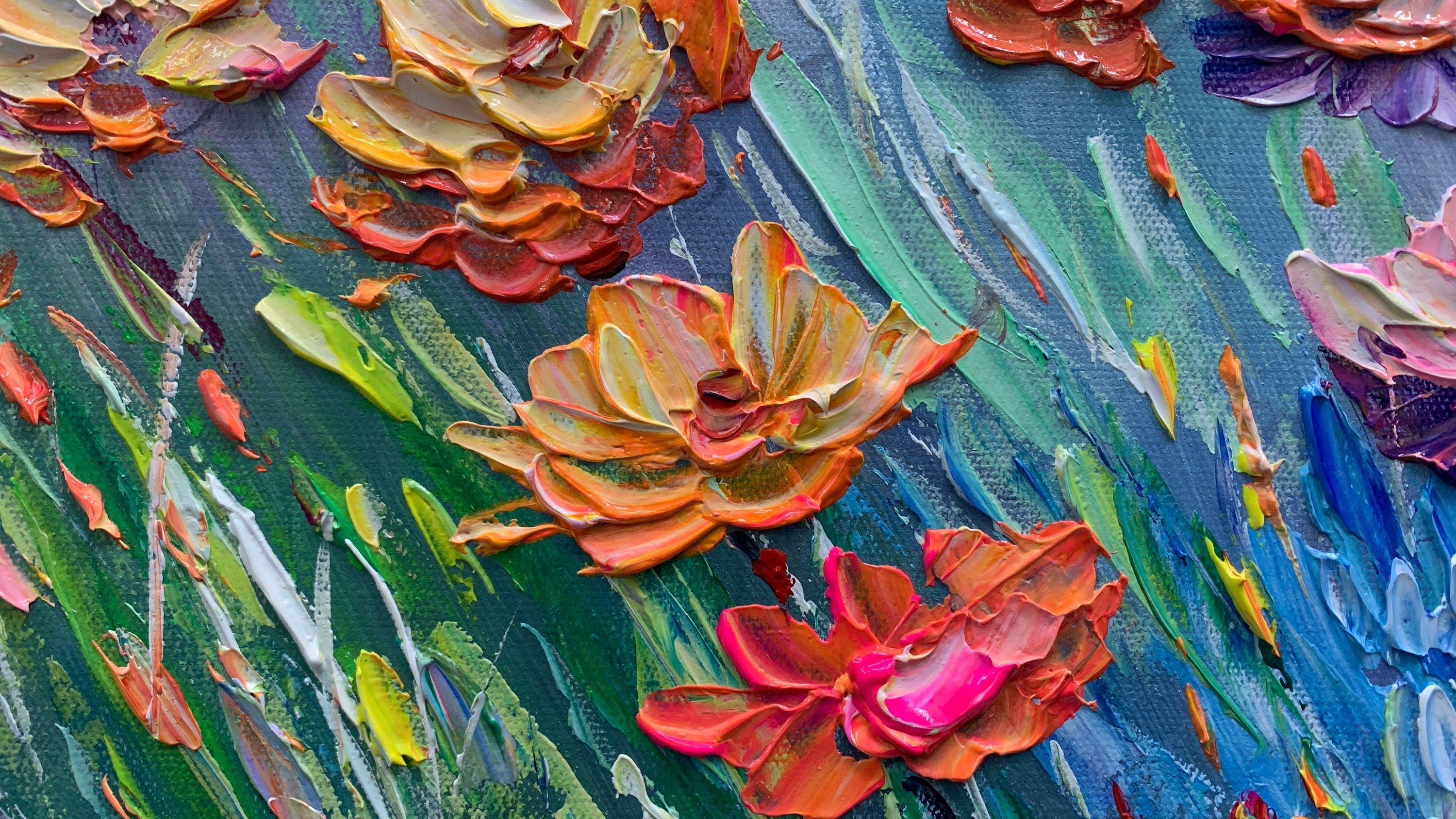 Garden Bloom: Vibrant Floral Abstract Painting