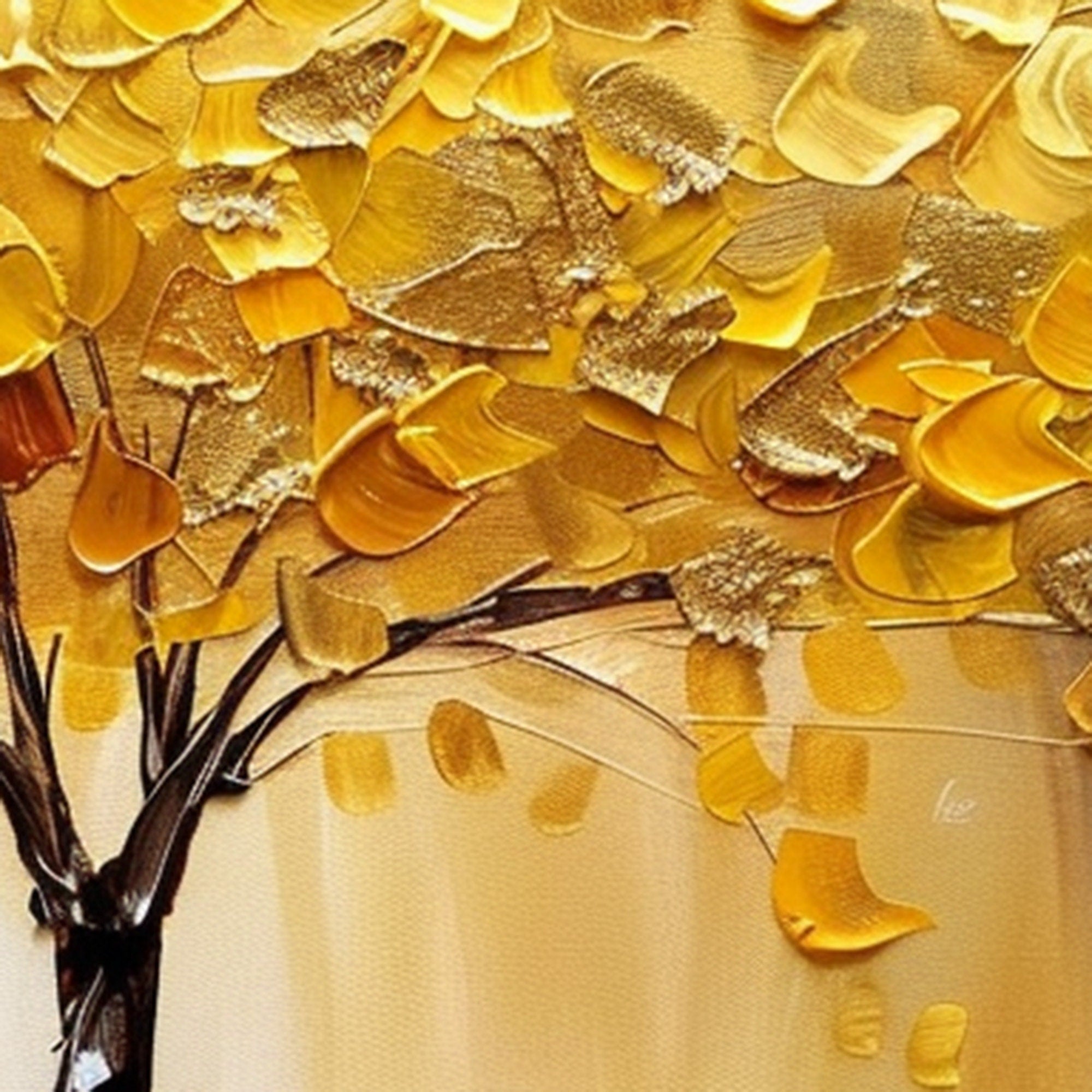 Golden Glow: Abstract Tree Art