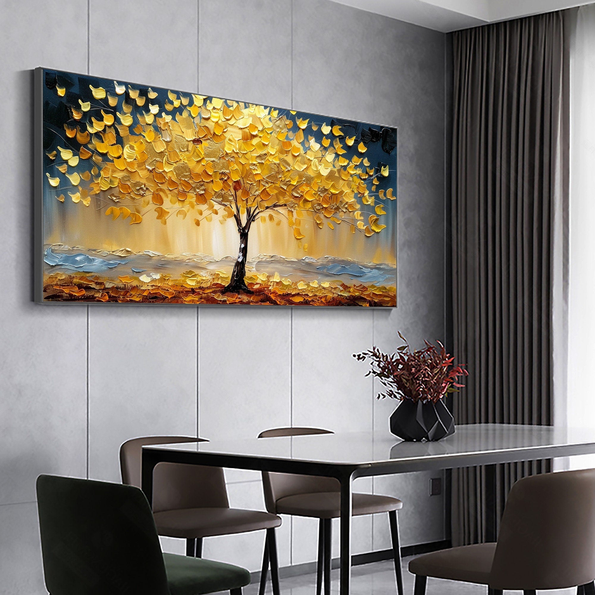 Golden Glow: Abstract Tree Art