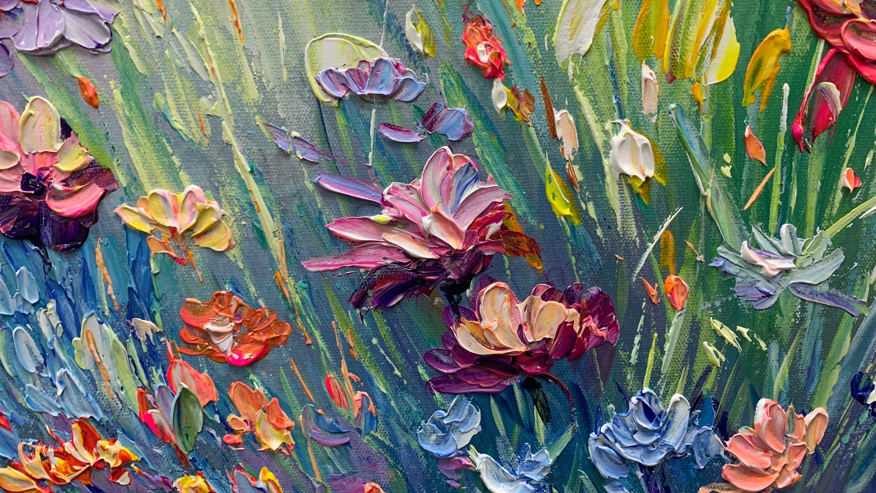 Garden Bloom: Vibrant Floral Abstract Painting