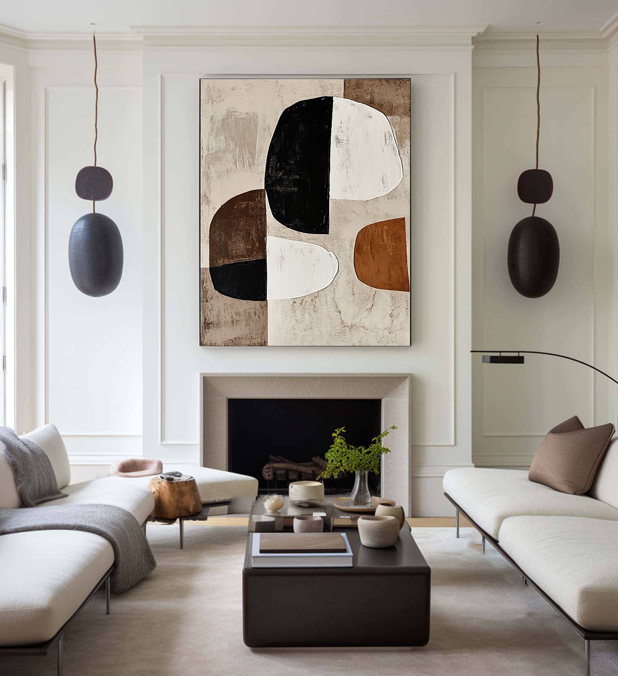 Modern Harmony: Bold Abstract Canvas with Neutral Tones