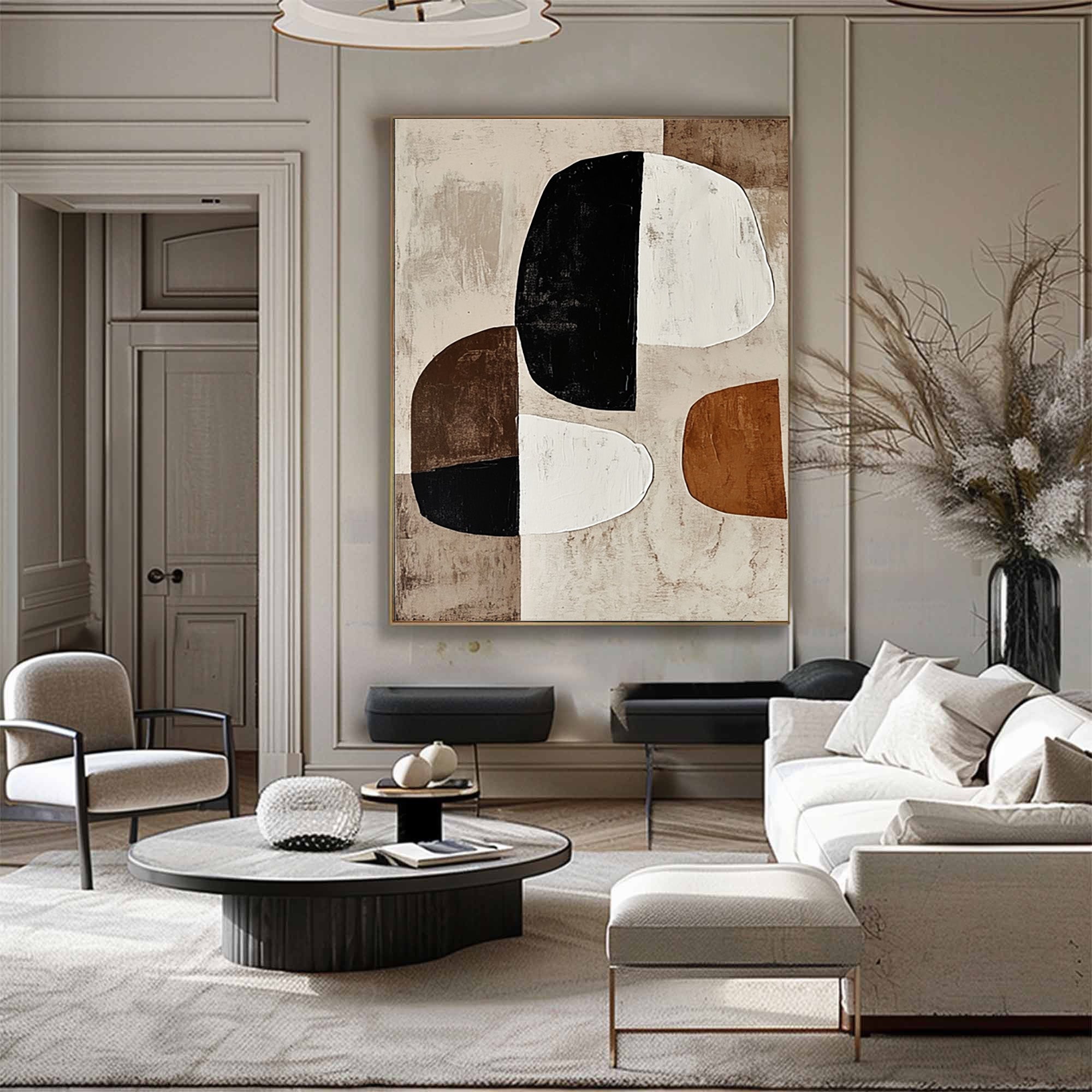 Modern Harmony: Bold Abstract Canvas with Neutral Tones