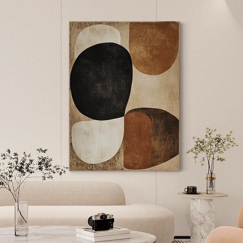 Earthbound Harmony: Abstract Geometric Canvas for Warm Interiors