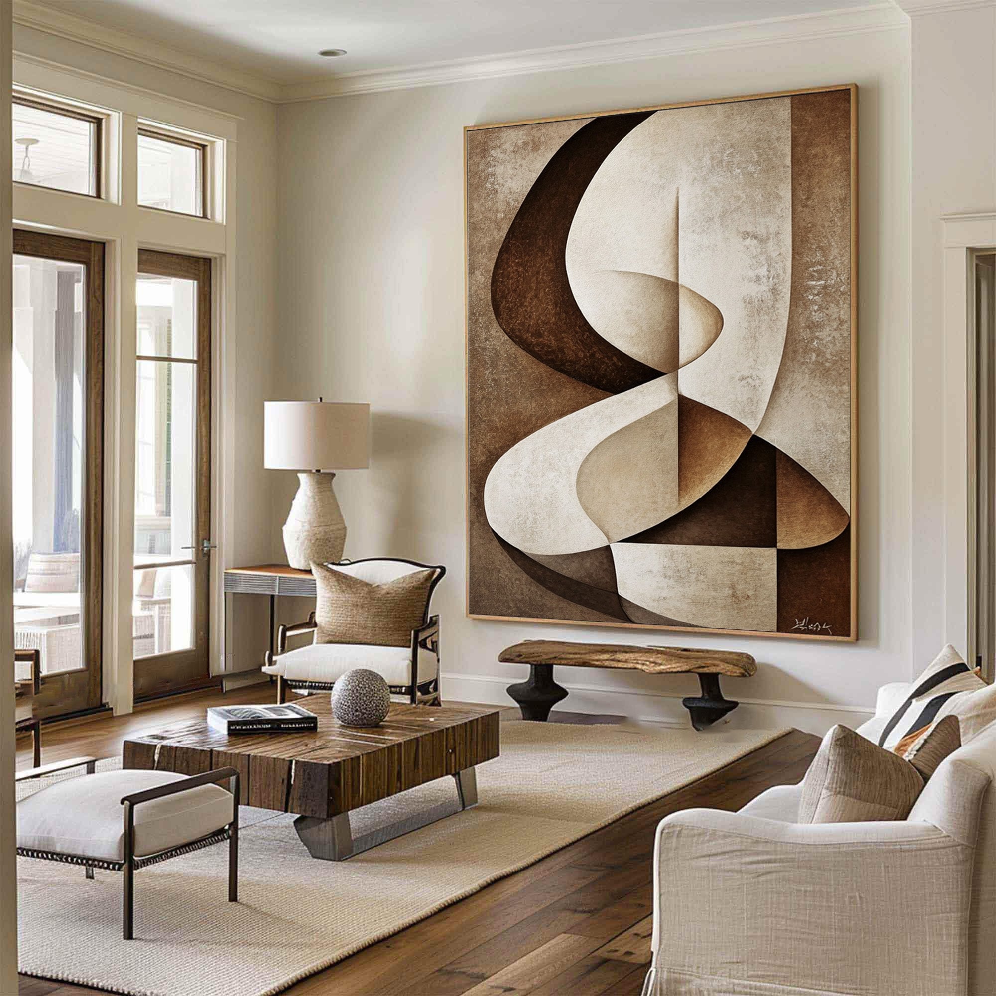 Curved Tranquility: Abstract Fluid Canvas for Contemporary Interiors