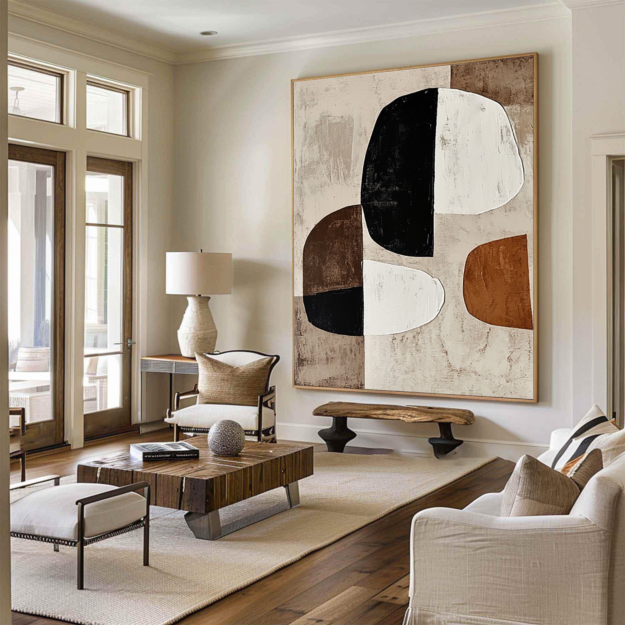 Modern Harmony: Bold Abstract Canvas with Neutral Tones