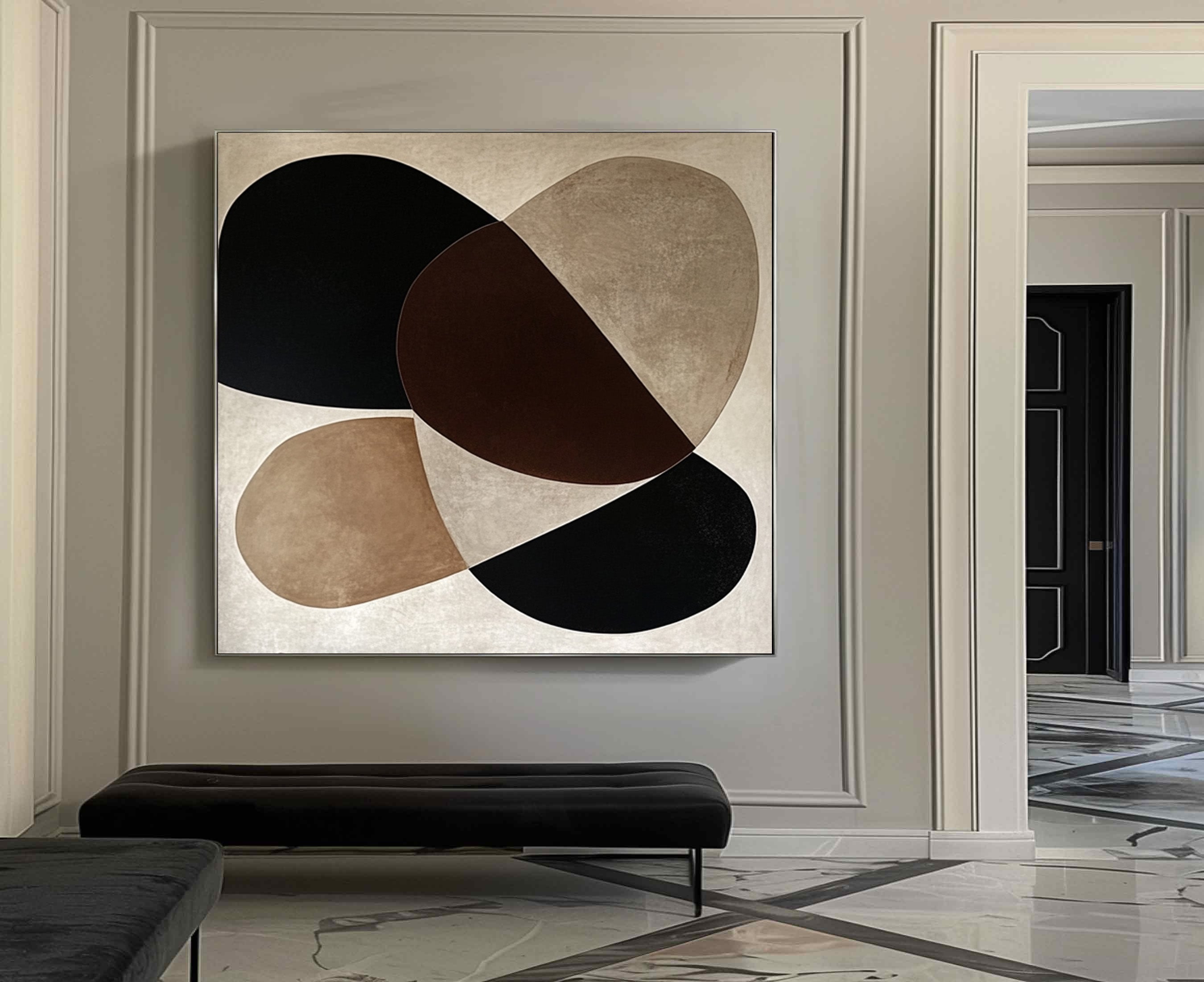 Organic Harmony: Abstract Geometric Canvas in Earth Tones