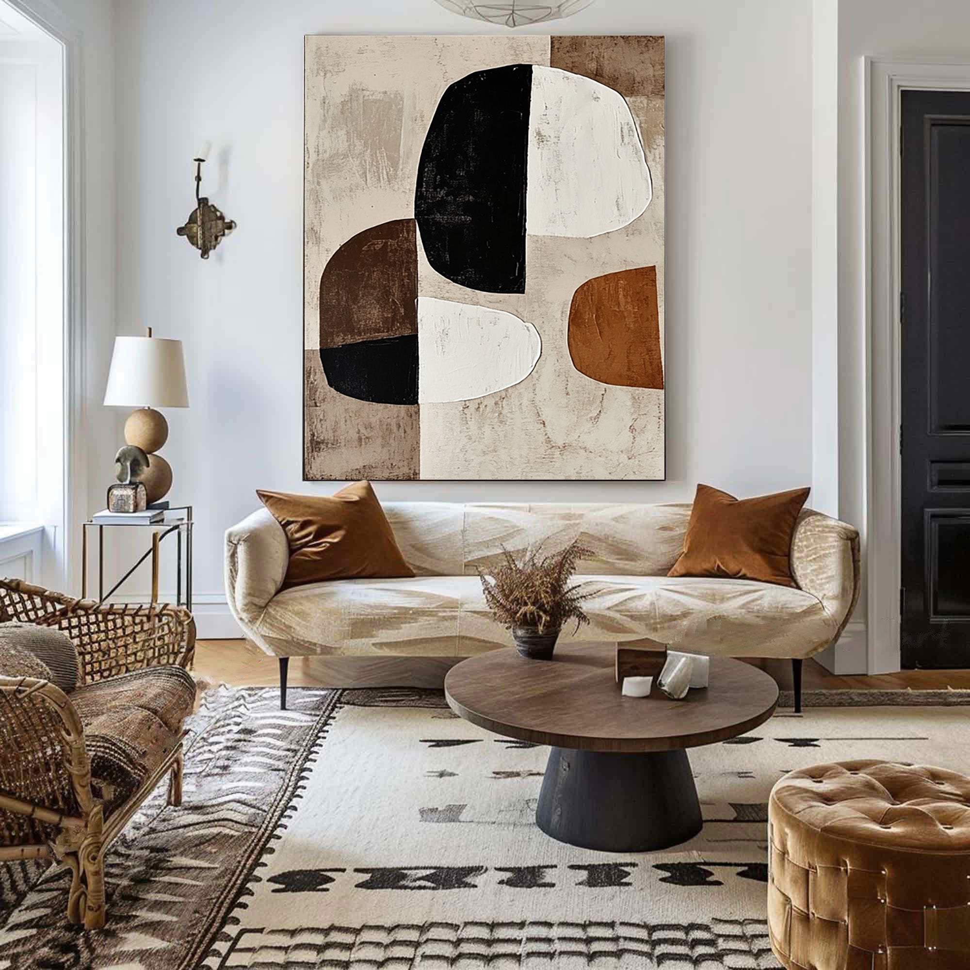 Modern Harmony: Bold Abstract Canvas with Neutral Tones