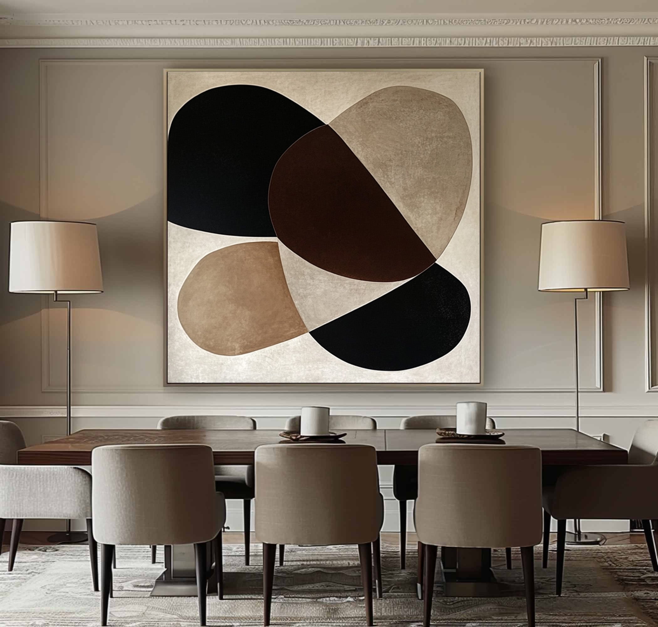 Organic Harmony: Abstract Geometric Canvas in Earth Tones