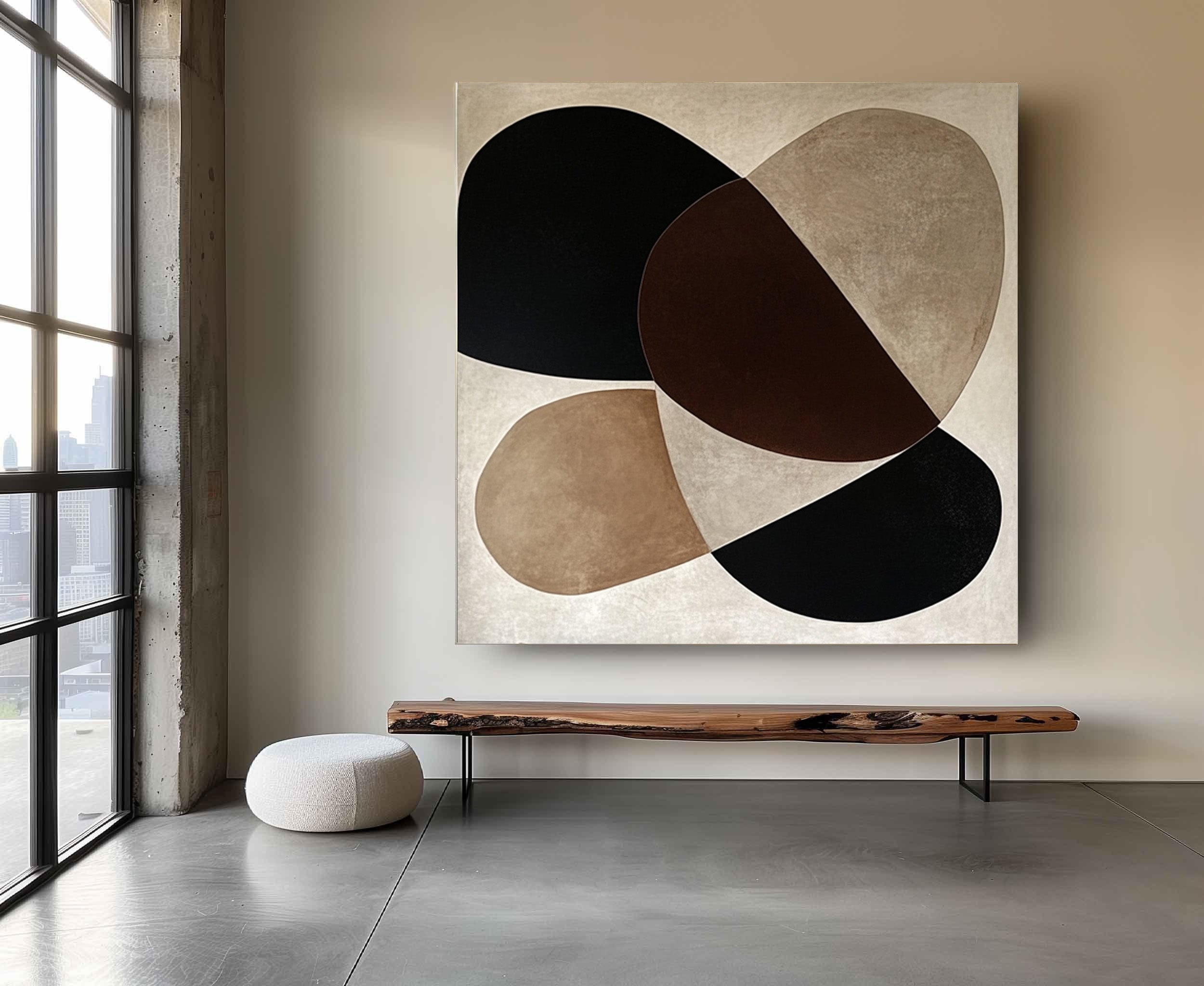 Organic Harmony: Abstract Geometric Canvas in Earth Tones